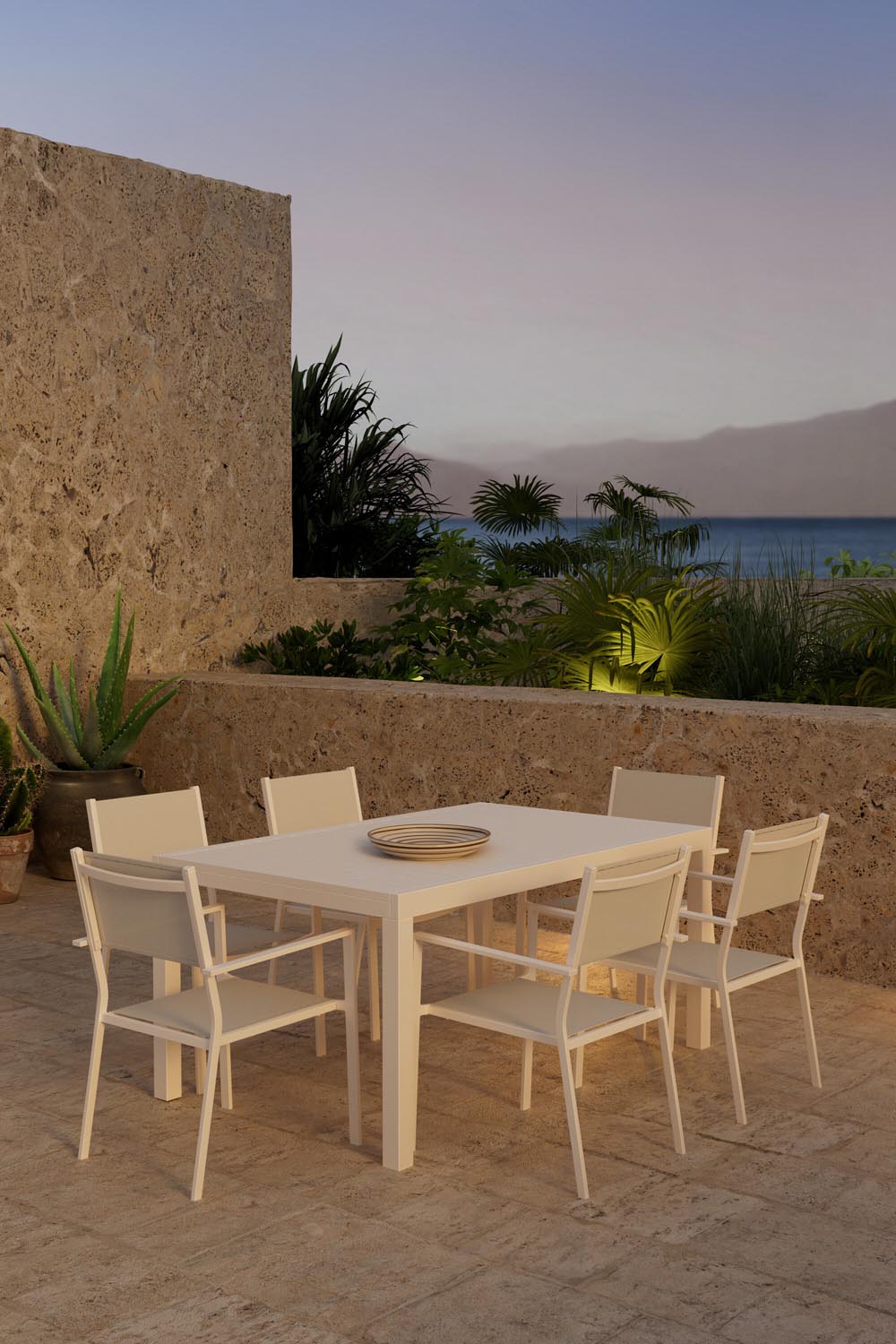 Esstisch Capo mit Esszimmerstühlen Copacabana in präsentiert im Onlineshop von KAQTU Design AG. Gartentischset ist von Venture Home