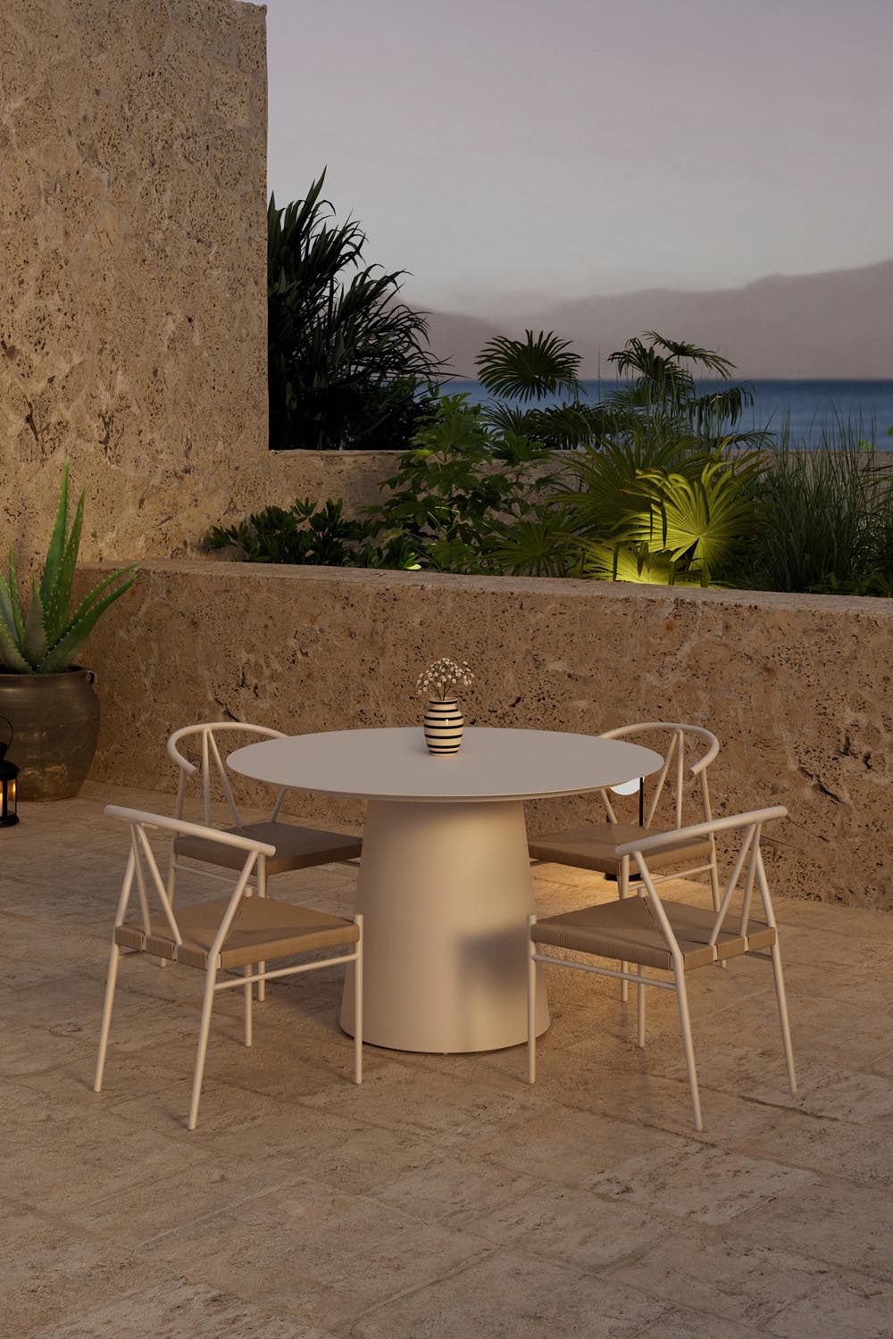 Lanzo Esszimmertisch mit Alfons Stühlen in präsentiert im Onlineshop von KAQTU Design AG. Gartentischset ist von Venture Home