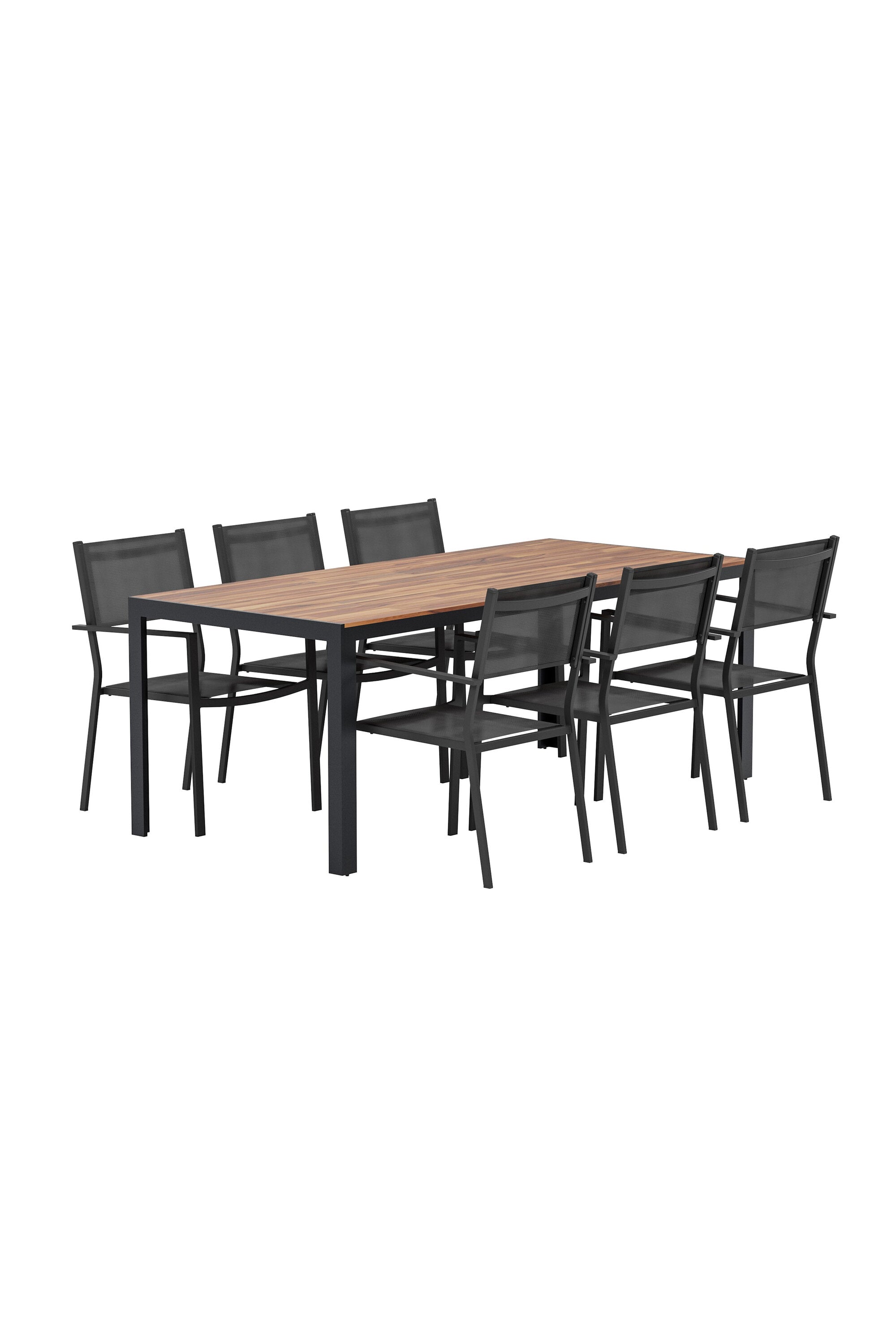 Esstisch aus Holz mit Copacabana-Stühlen in präsentiert im Onlineshop von KAQTU Design AG. Gartentischset ist von Venture Home