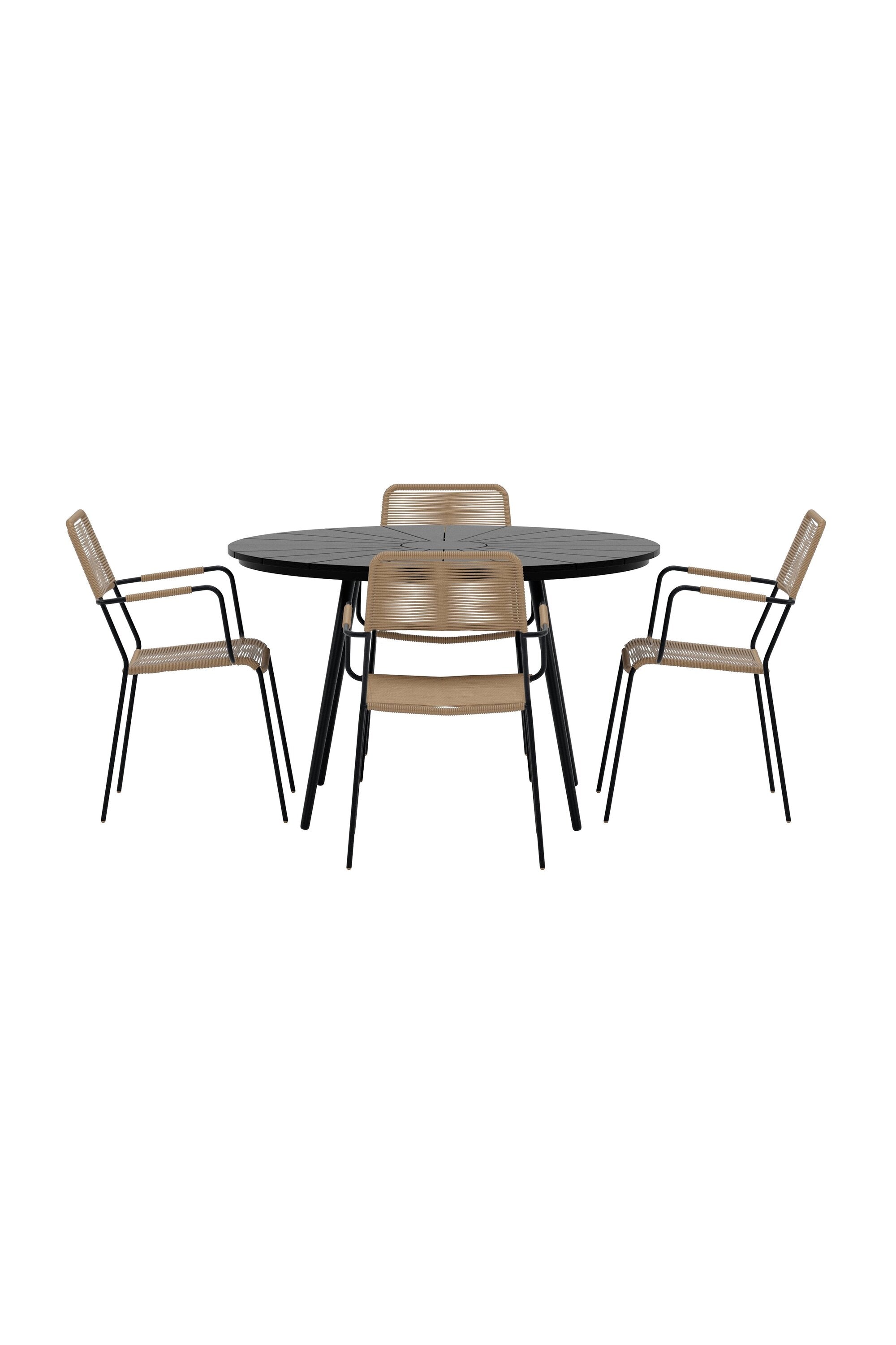 San Vito Esszimmertisch mit Lindos Stühlen in präsentiert im Onlineshop von KAQTU Design AG. Gartentischset ist von Venture Home