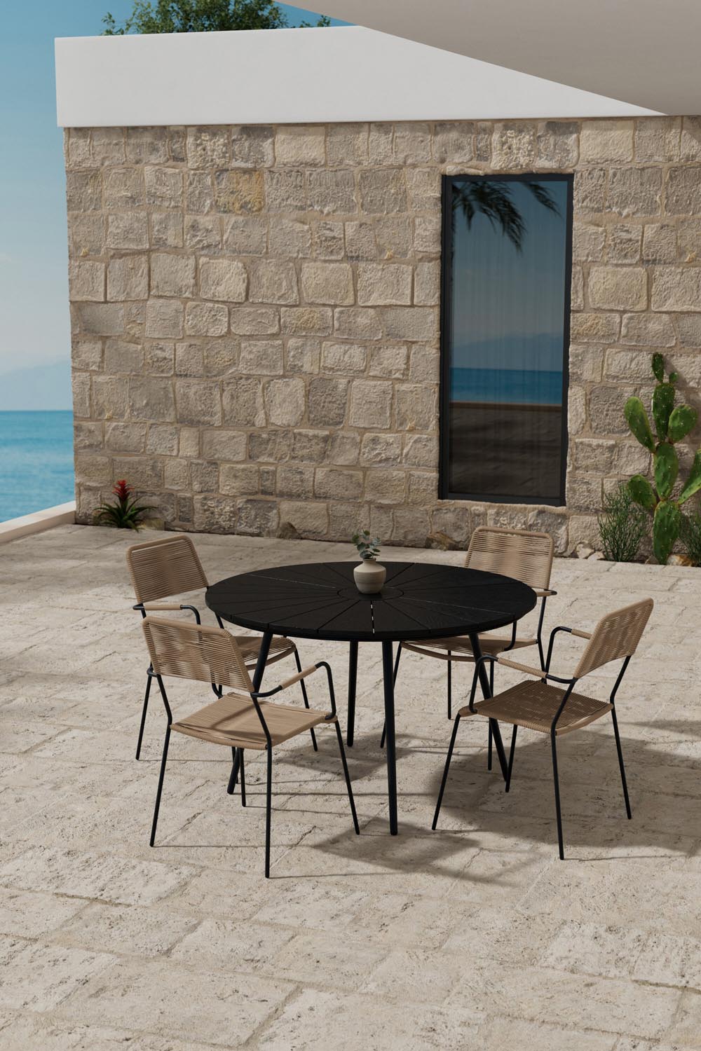 San Vito Esszimmertisch mit Lindos Stühlen in präsentiert im Onlineshop von KAQTU Design AG. Gartentischset ist von Venture Home