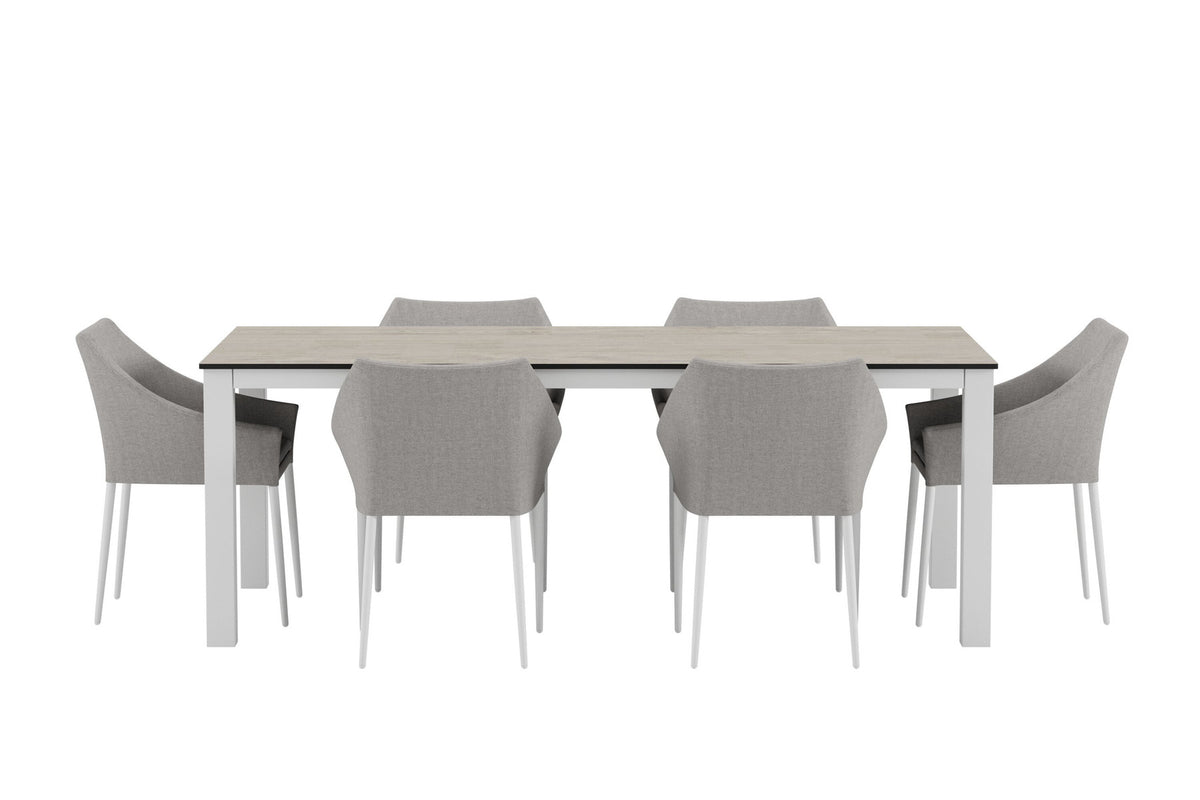 Llama Esstisch mit Spoga Stühlen in Grau präsentiert im Onlineshop von KAQTU Design AG. Gartentischset ist von Venture Home