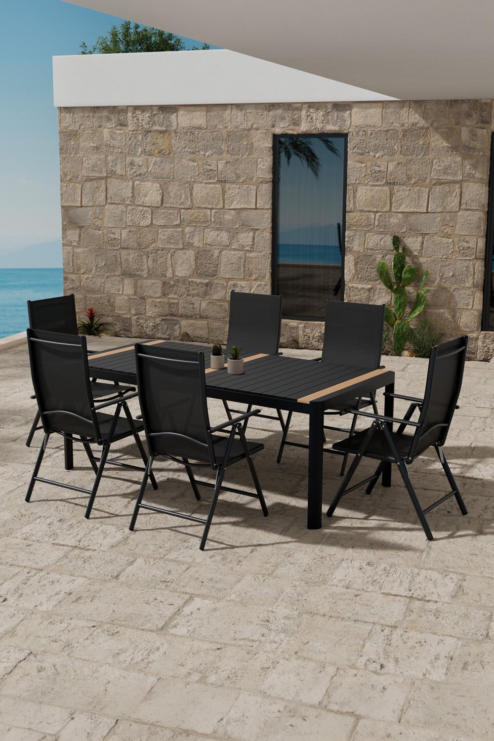 Togo Esszimmertisch mit Break Stühlen in präsentiert im Onlineshop von KAQTU Design AG. Gartentischset ist von Venture Home