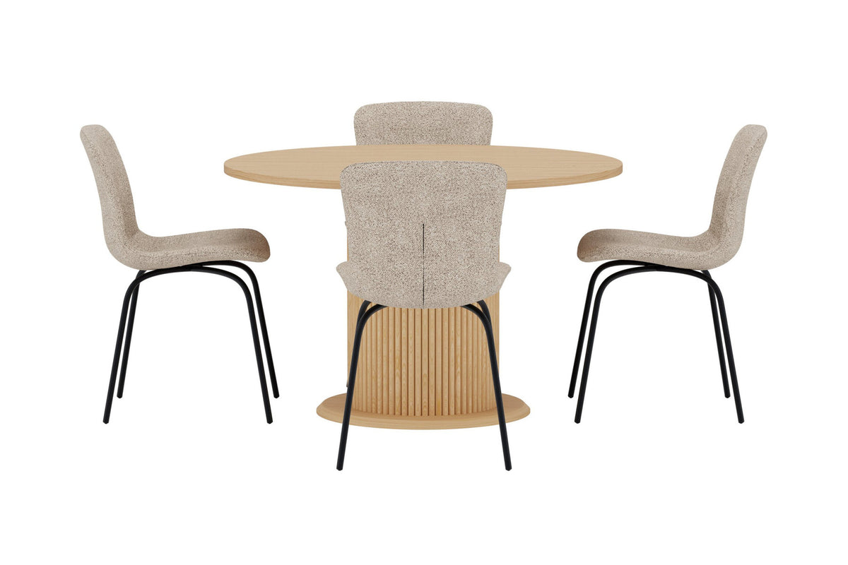Reko Esstisch mit Linus Stühlen in Beige präsentiert im Onlineshop von KAQTU Design AG. Esszimmerset ist von Venture Home
