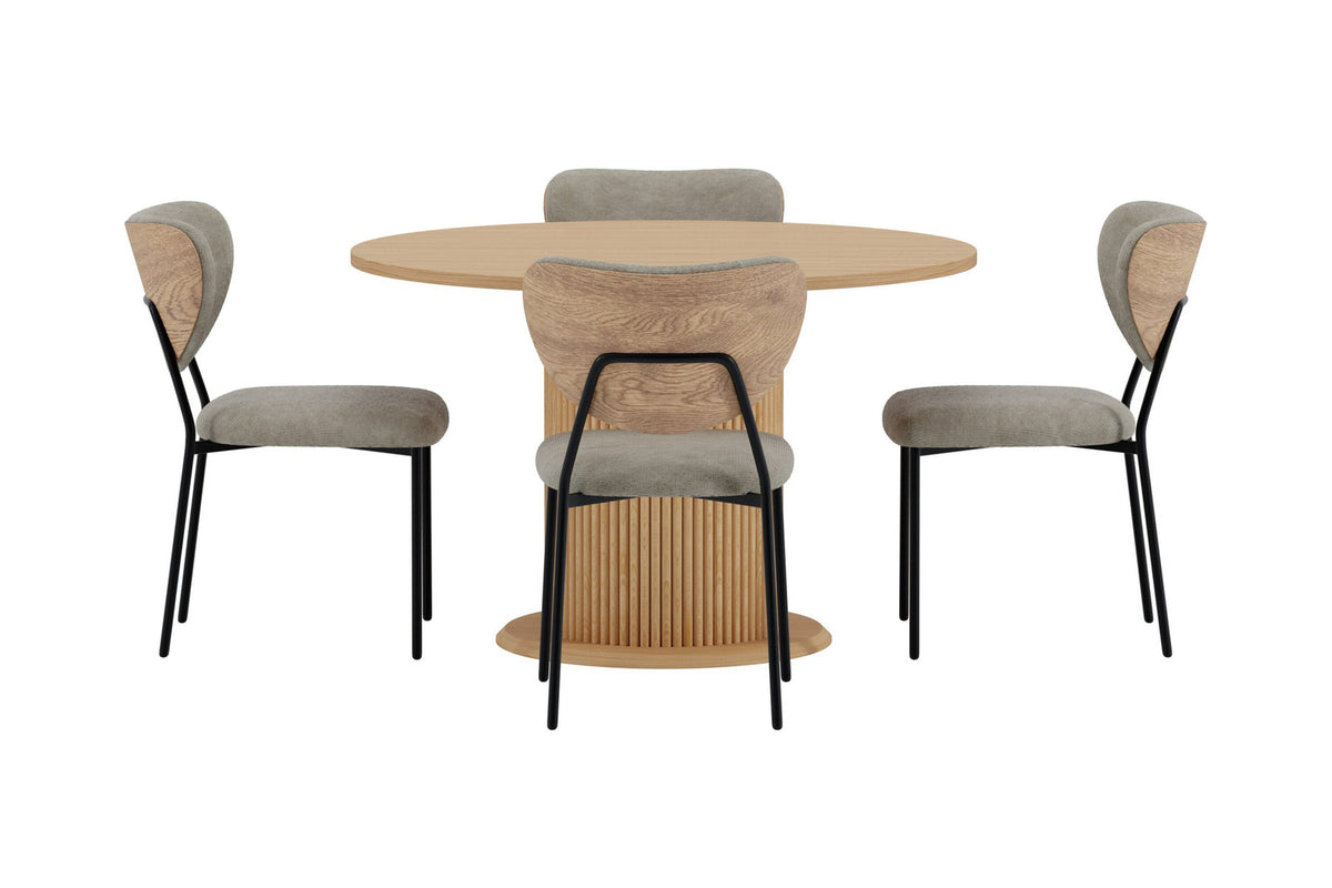 Reko Esstisch mit Butterfly Stühlen in Beige präsentiert im Onlineshop von KAQTU Design AG. Esszimmerset ist von Venture Home