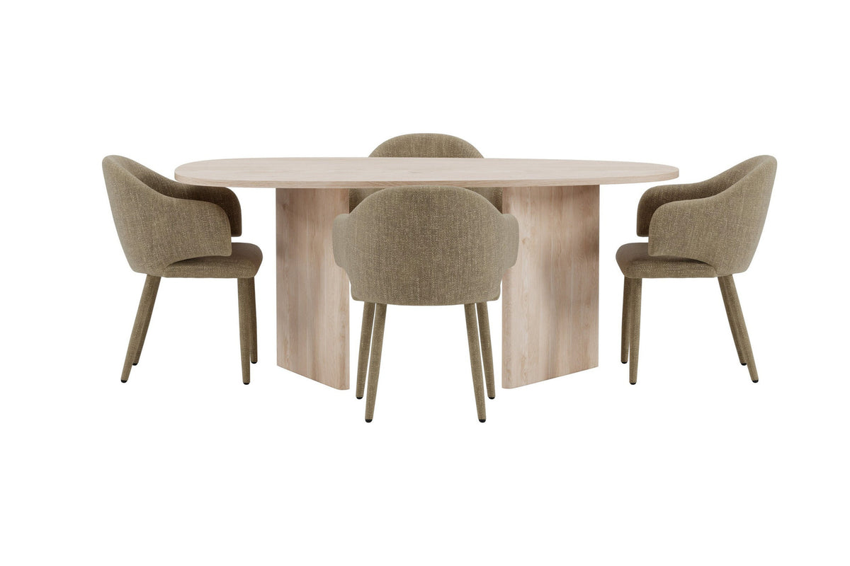 Grönvik Esstisch mit Evelin-Stühlen in Beige präsentiert im Onlineshop von KAQTU Design AG. Esszimmerset ist von Venture Home