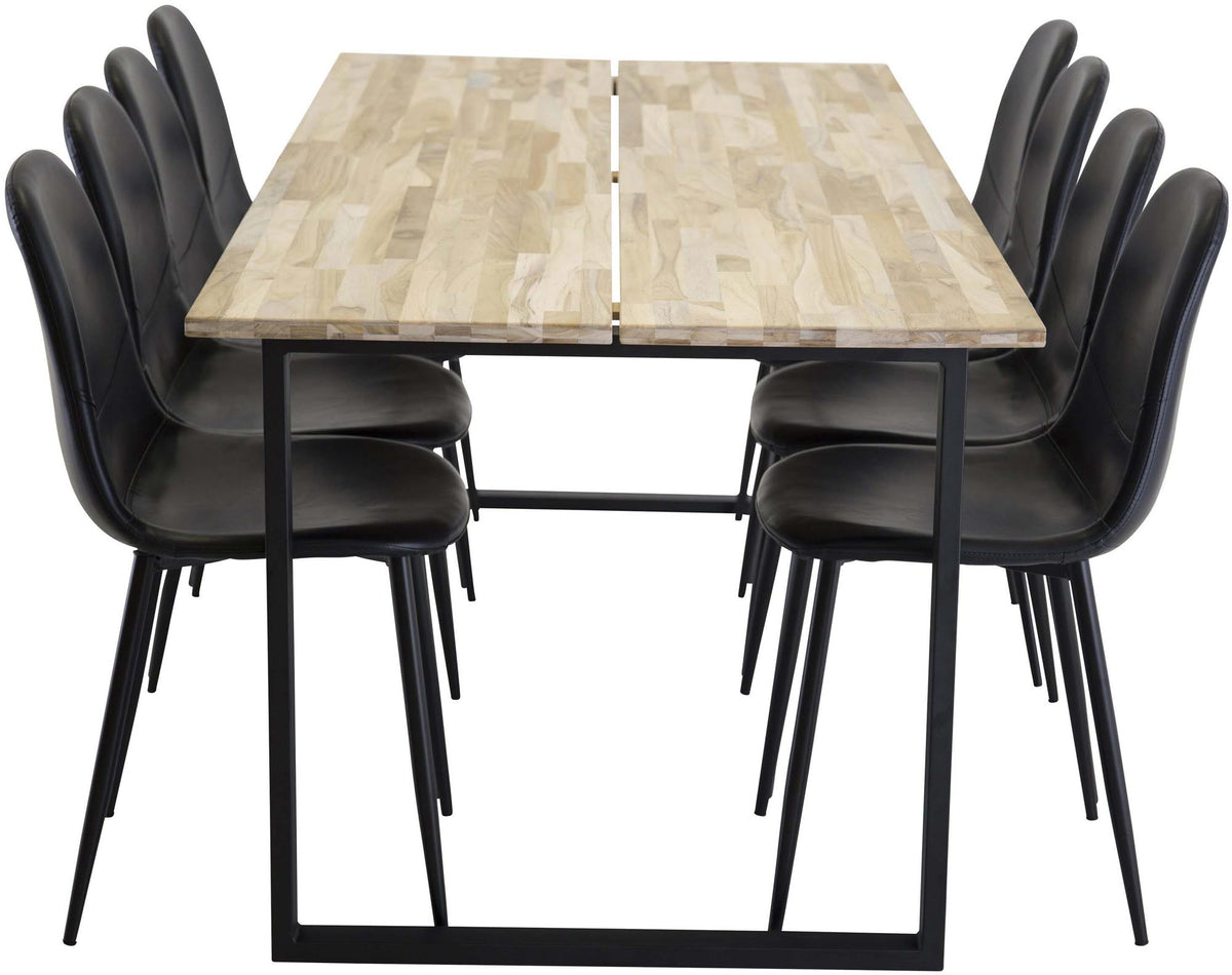 Cirebon Esszimmerset + Polar 200cm/8St. in Schwarz präsentiert im Onlineshop von KAQTU Design AG. Esszimmerset ist von Venture Home