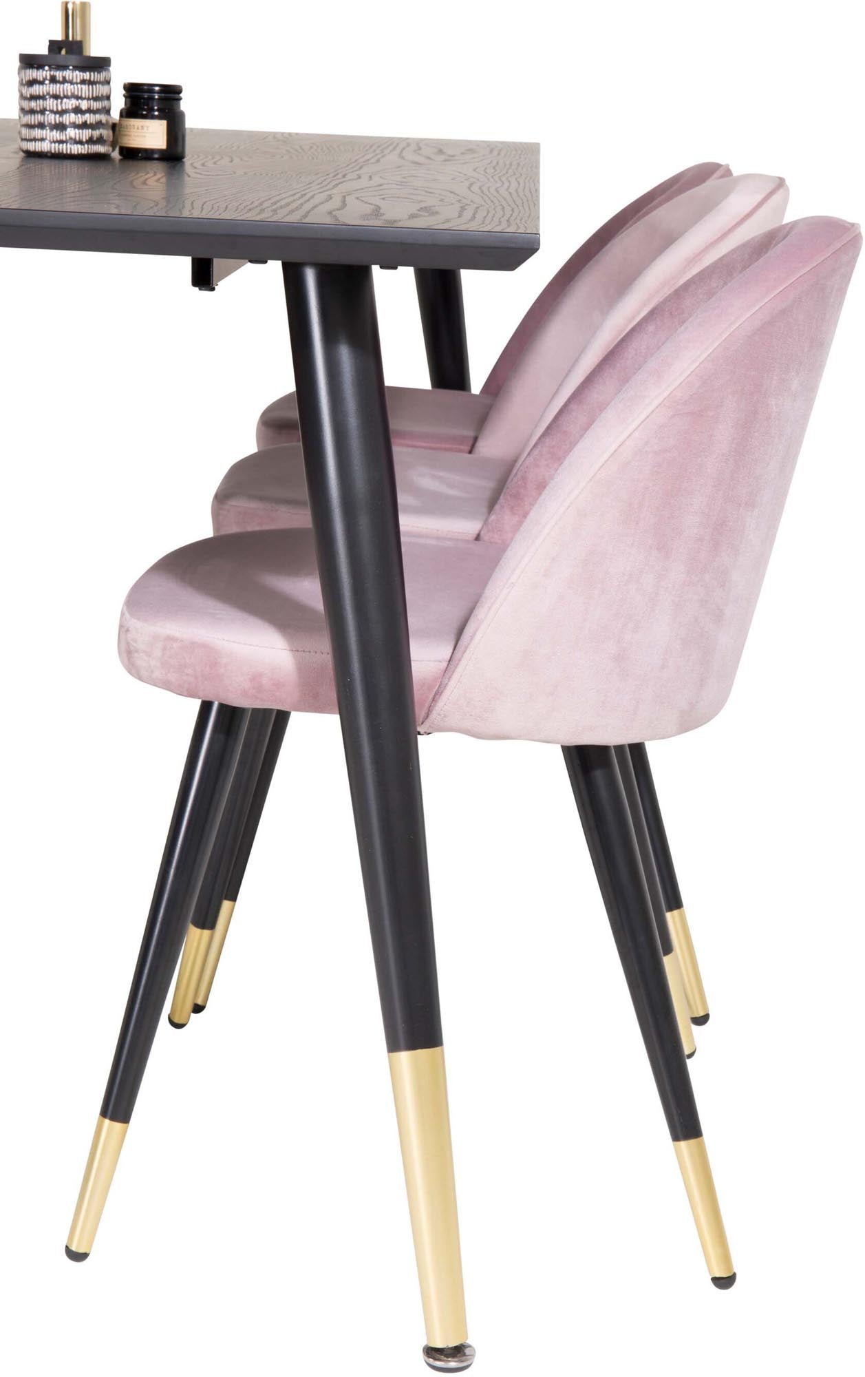 Elegantes Dipp Esszimmerset von Venture Home, 180 cm für 6 Personen. Hochwertige Samtstühle bieten Komfort und Stil für jeden Anlass.