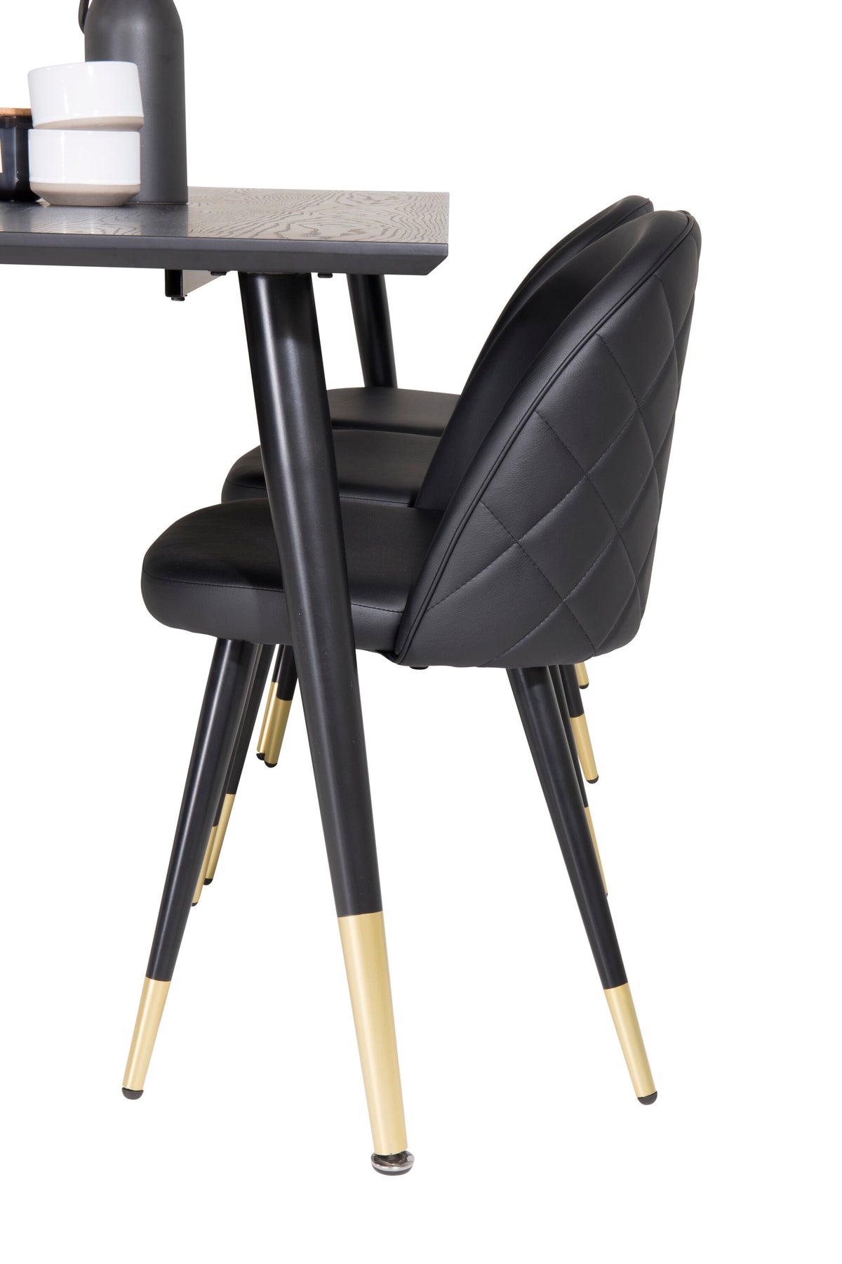 Dipp Esszimmerset + Velvet 180cm/6St. in Schwarz / Altrosa / Gold präsentiert im Onlineshop von KAQTU Design AG. Esszimmerset ist von Venture Home