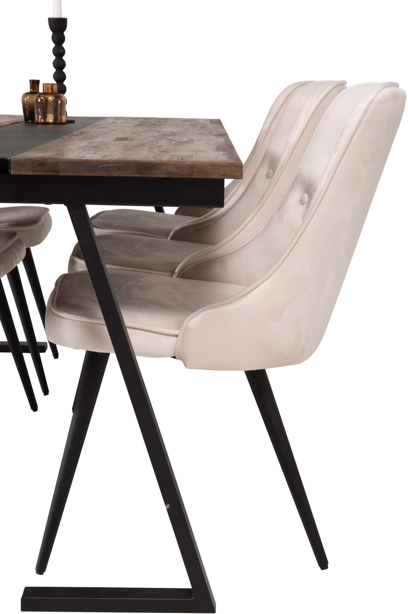 Stilvolles Jakarta Esszimmerset: 200cm Tisch & 6 Samtstühle.