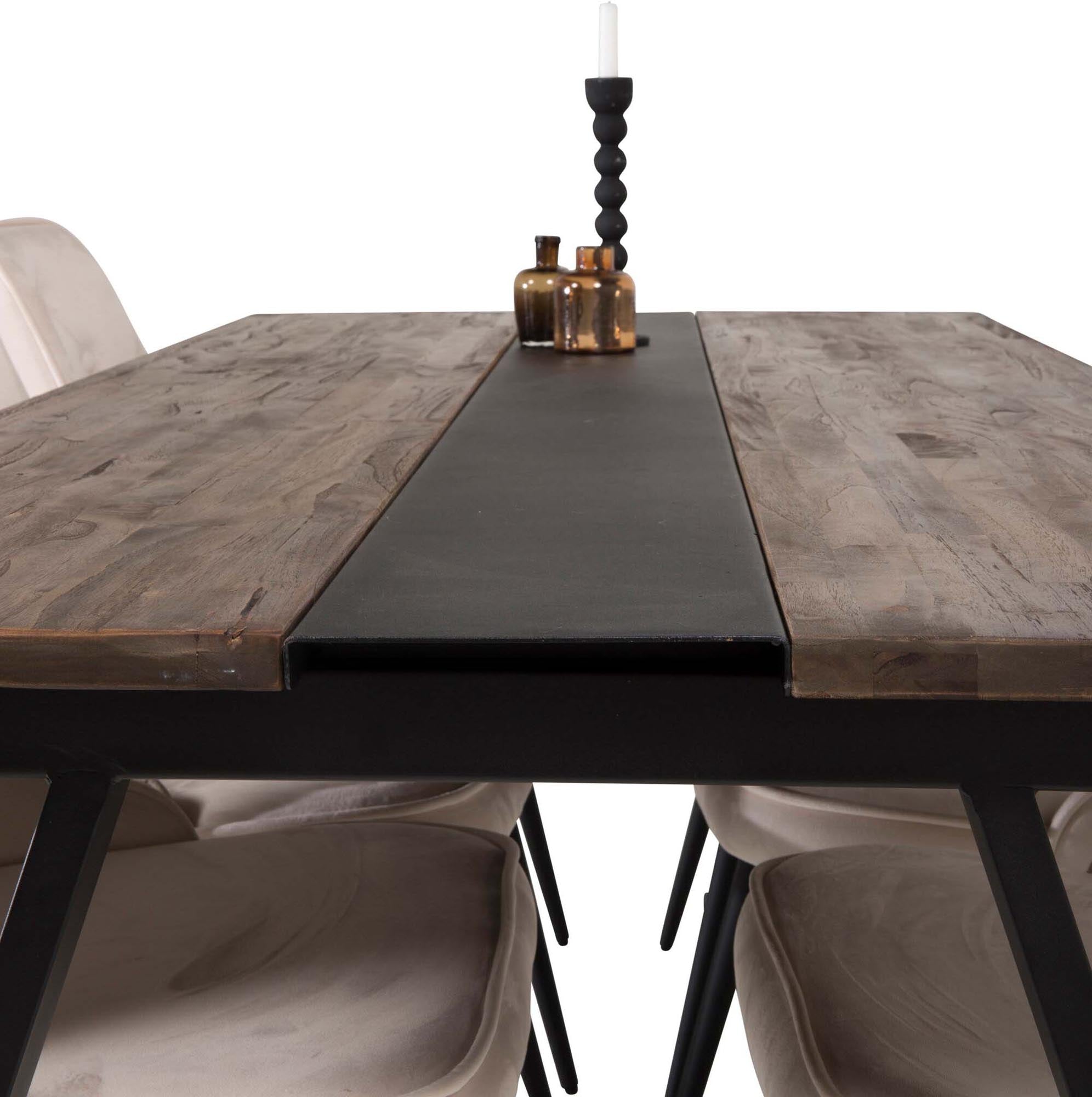 Stilvolles Jakarta Esszimmerset mit 200 cm Esstisch und 6 bequemen Velvet-Stühlen. Perfekt für gesellige Abende und elegantes Wohnen.