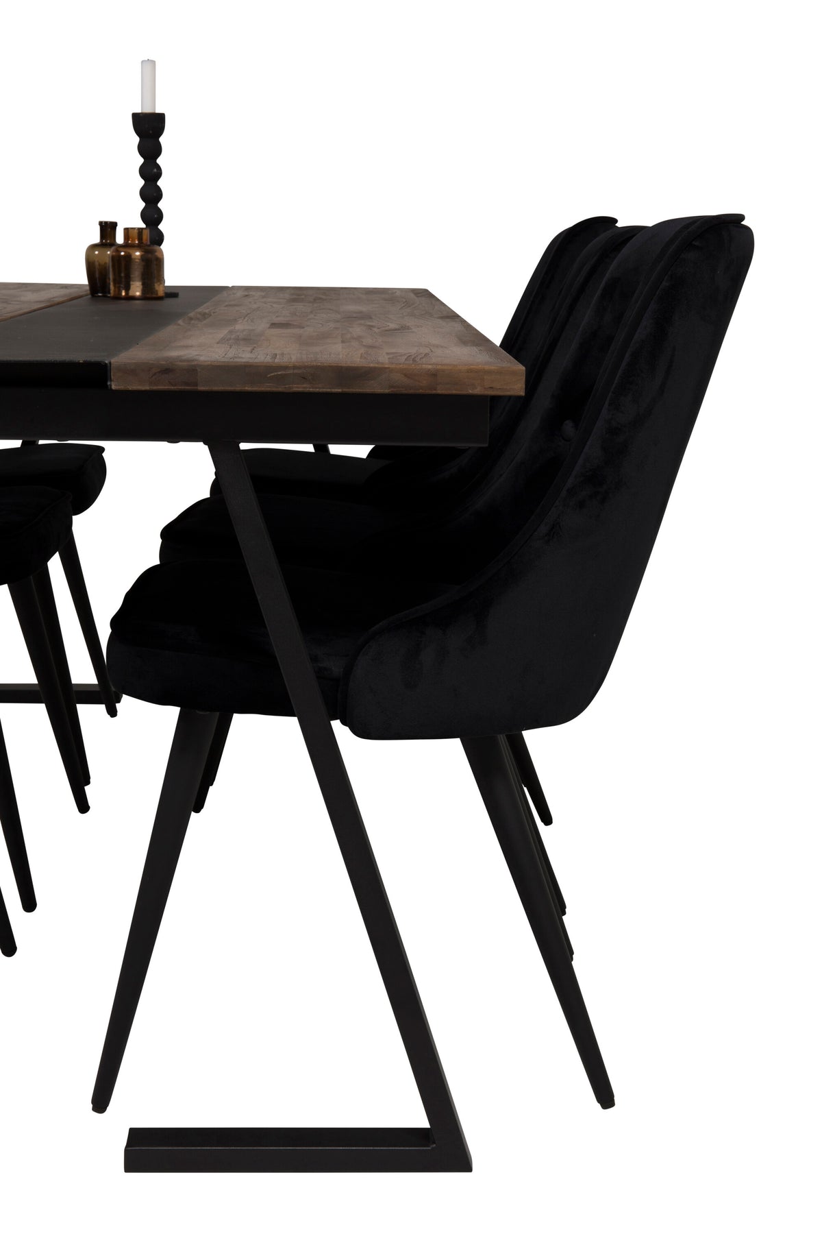 Jakarta Esszimmerset + Velvet Deluxe 200cm/6St. in Schwarz präsentiert im Onlineshop von KAQTU Design AG. Esszimmerset ist von Venture Home