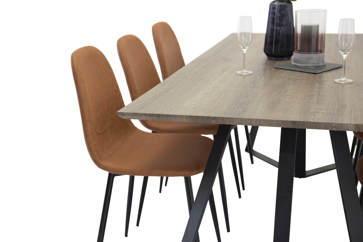 Marina Esszimmerset Polar 180cm/6St. in Schwarz / Braun präsentiert im Onlineshop von KAQTU Design AG. Esszimmerset ist von Venture Home