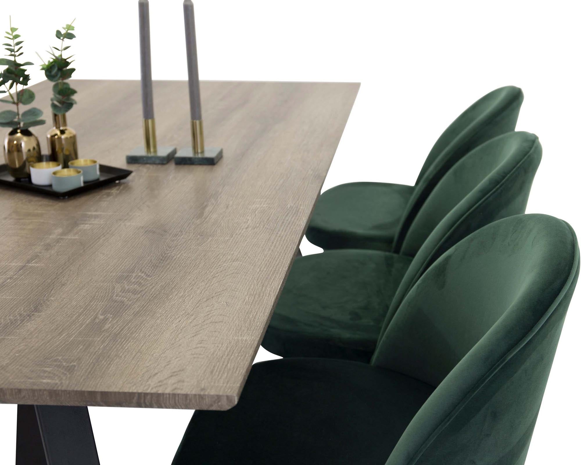 Marina Esszimmerset Velvet: Moderner Esstisch für 6 Personen mit pflegeleichter Oberfläche und luxuriösen, ergonomischen Stühlen für unvergessliche Abende.