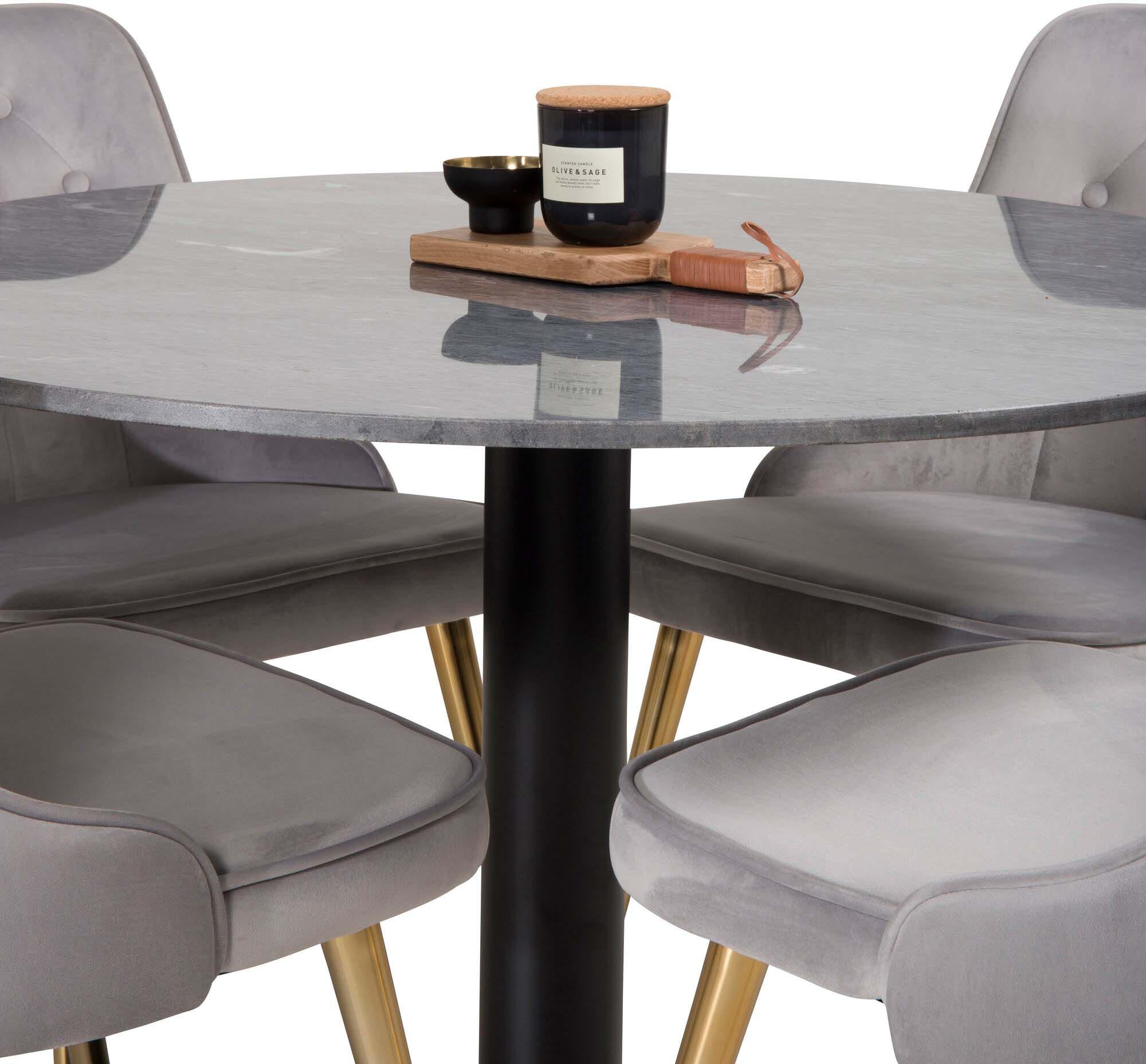 Stilvolles Estelle Esszimmerset mit Velvet Deluxe, 140cm, 4 Stühle.