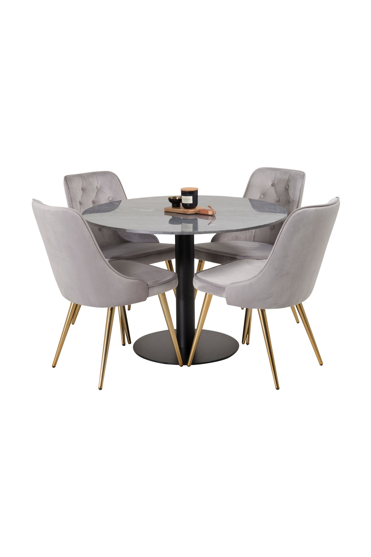 Estelle Esszimmerset + Velvet Deluxe 140cm/4St. in Beige, Gold präsentiert im Onlineshop von KAQTU Design AG. Esszimmerset ist von Venture Home