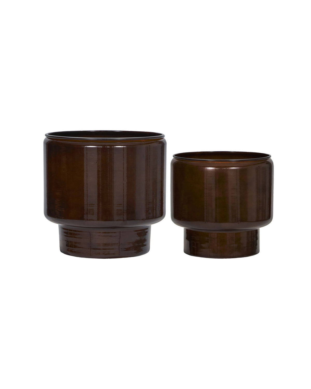 Brauner Blumentopf HDPile von House Doctor aus Eisen mit glänzender, dunkel glasierter Oberfläche