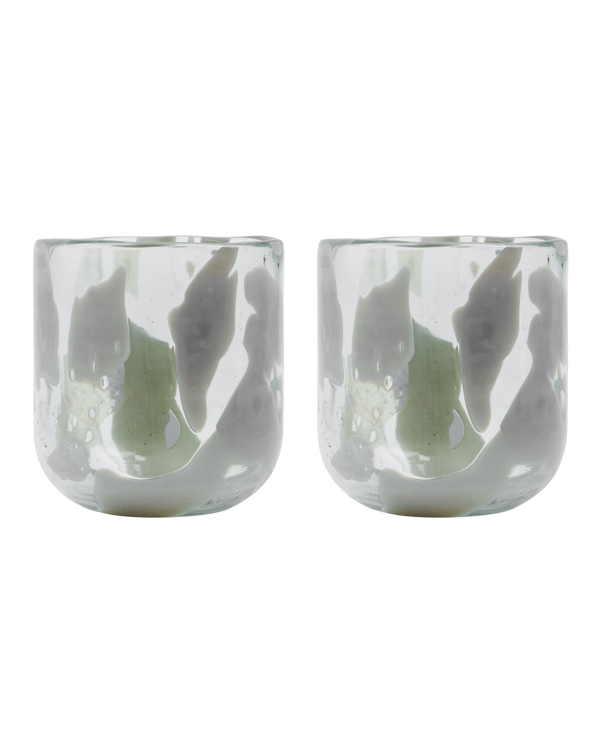 Beiger Teelichthalter HDHome aus Glas mit sandfarbenem Muster, runde Form