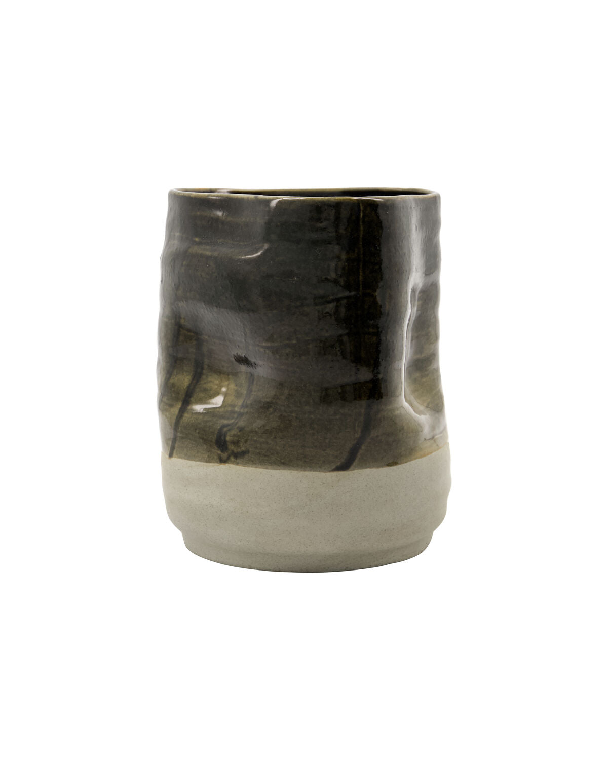Schwarzer Blumentopf HDHappy von House Doctor aus Steinzeug mit reaktiver Glasur