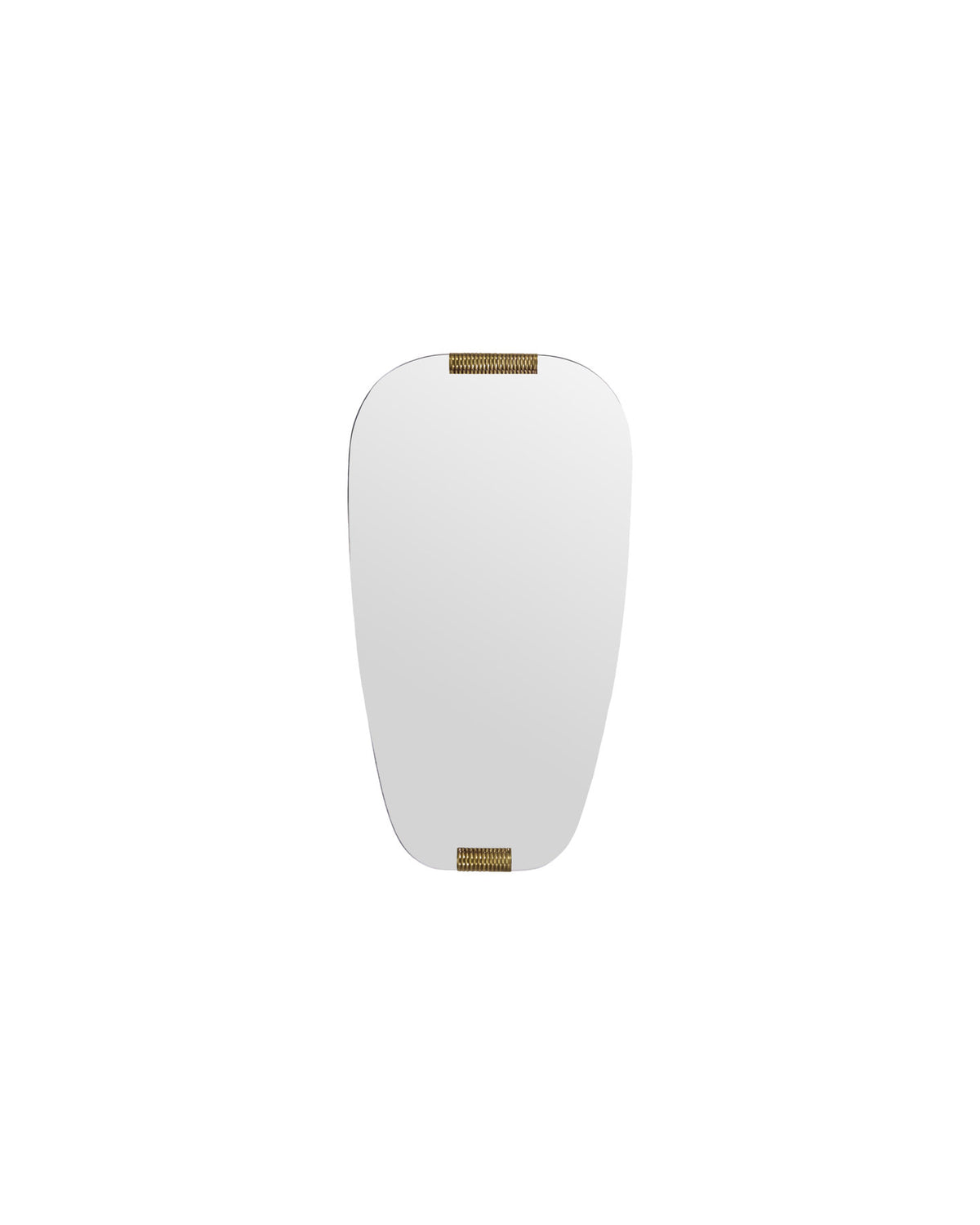 Ovaler Wandspiegel HDClips mit klarem Glas und goldfarbenen Clips oben und unten an der Wand