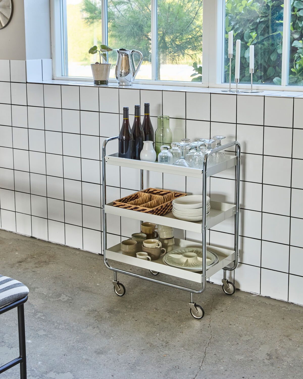 Trolley, HDRoll, Large, Off-White, Crome in Off-white präsentiert im Onlineshop von KAQTU Design AG. Servierwagen ist von House Doctor
