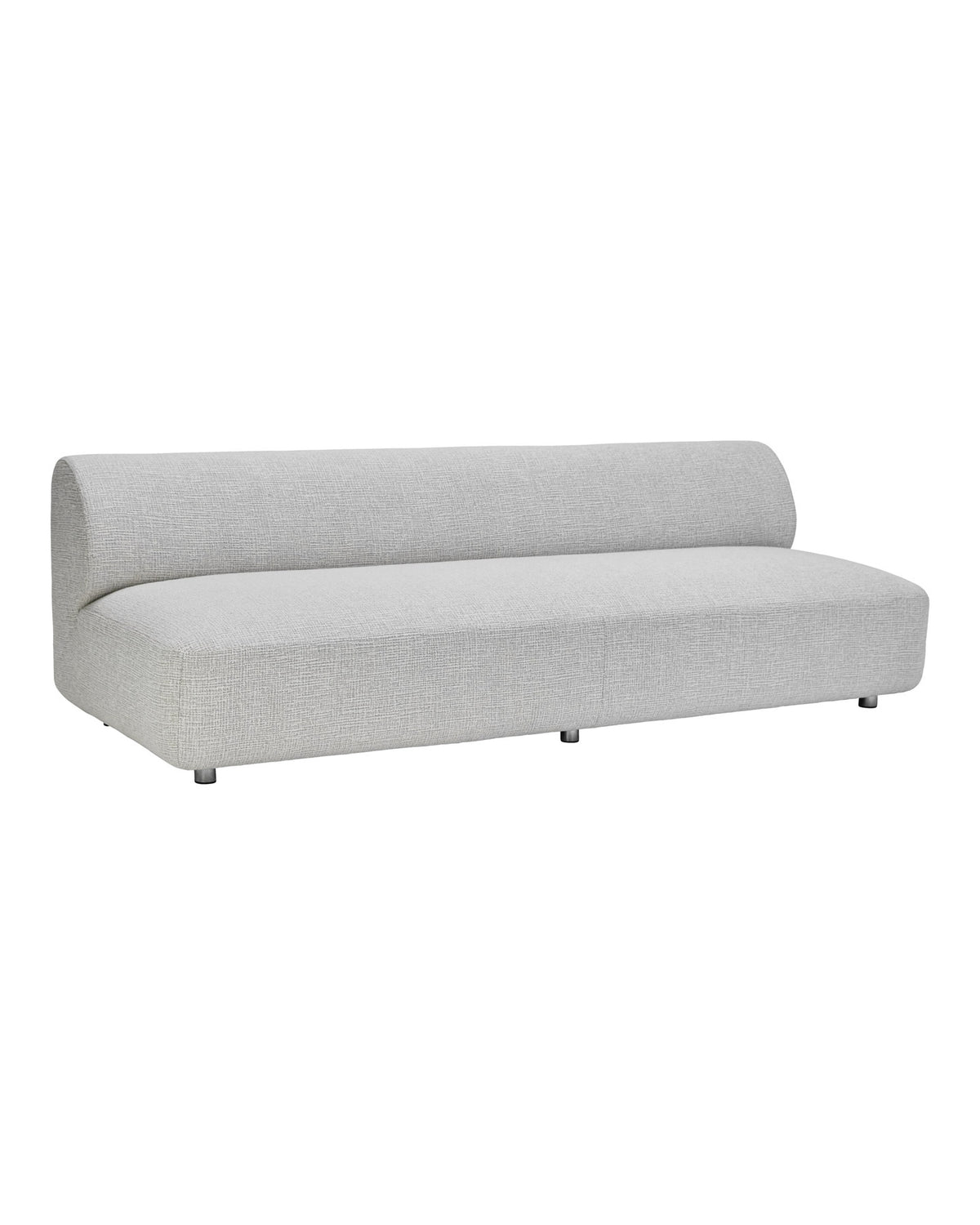 Off-White 2er Sofa HDFeel mit Bouclé-Bezug, runden Formen und silbernen Metallbeinen