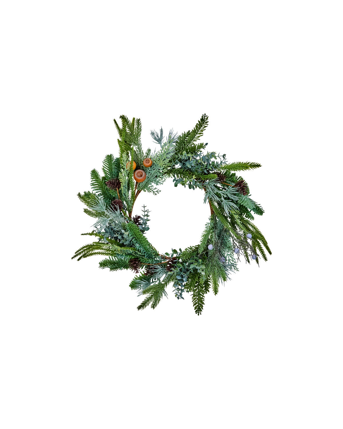 Eleganter grüner Kranz von HDDeco, ideal für die Weihnachtsdekoration und zur Schaffung einer warmen, festlichen Atmosphäre in Ihrem Zuhause.