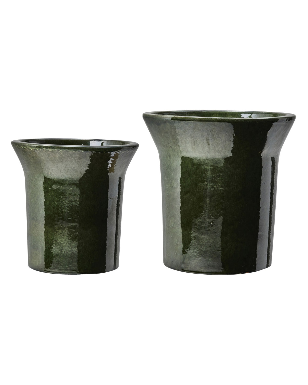 Rundes Pflanzentopf-Planter aus Steingut in Earthy Green von House Doctor, Serie HDPark, Outdoor-Ausführung mit glatter Oberfläche.