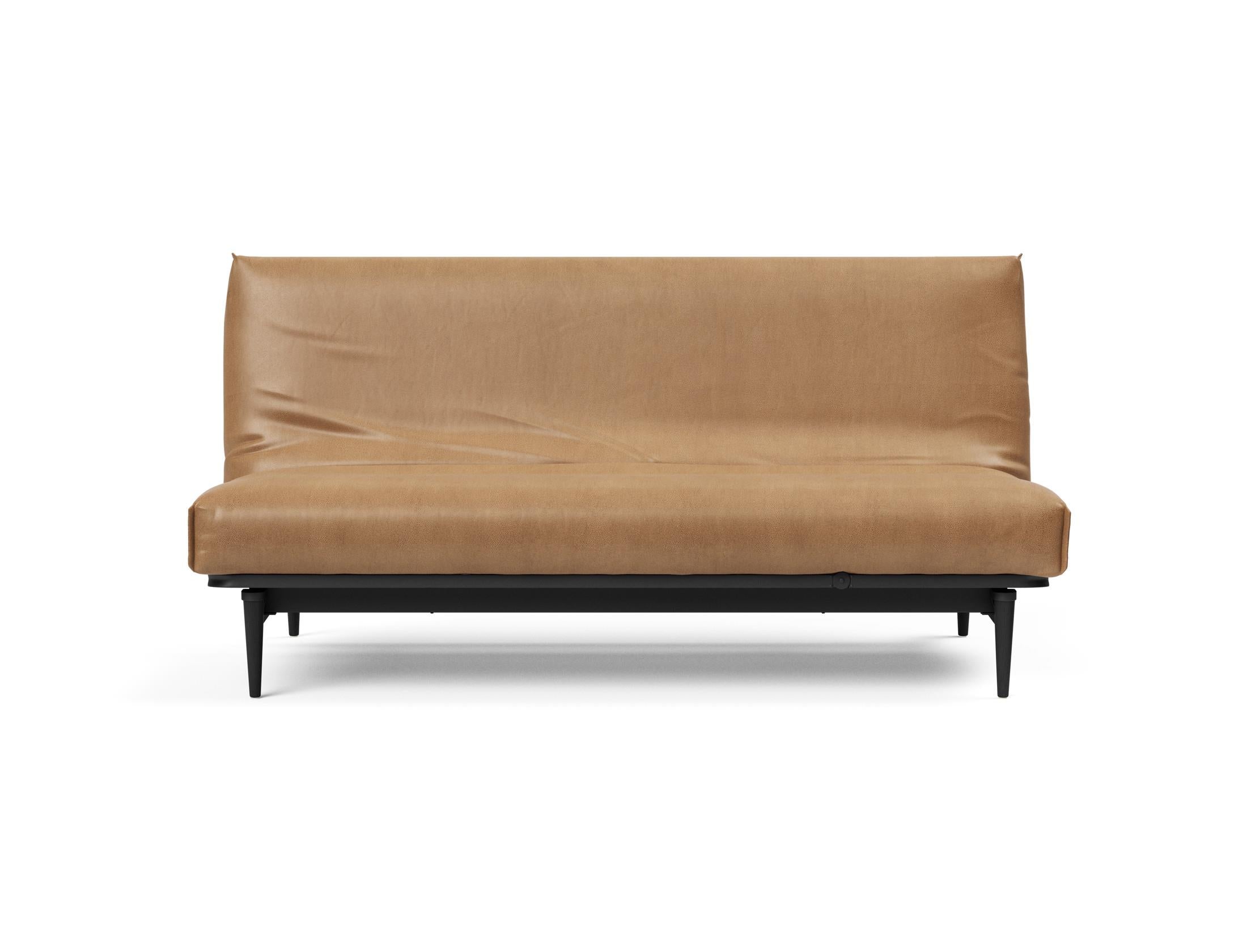 Elegantes Bettsofa Colpus 140 in schwarzer Eiche mit Nordic Cover, perfekt für stilvolle Einrichtung und entspannte Stunden.