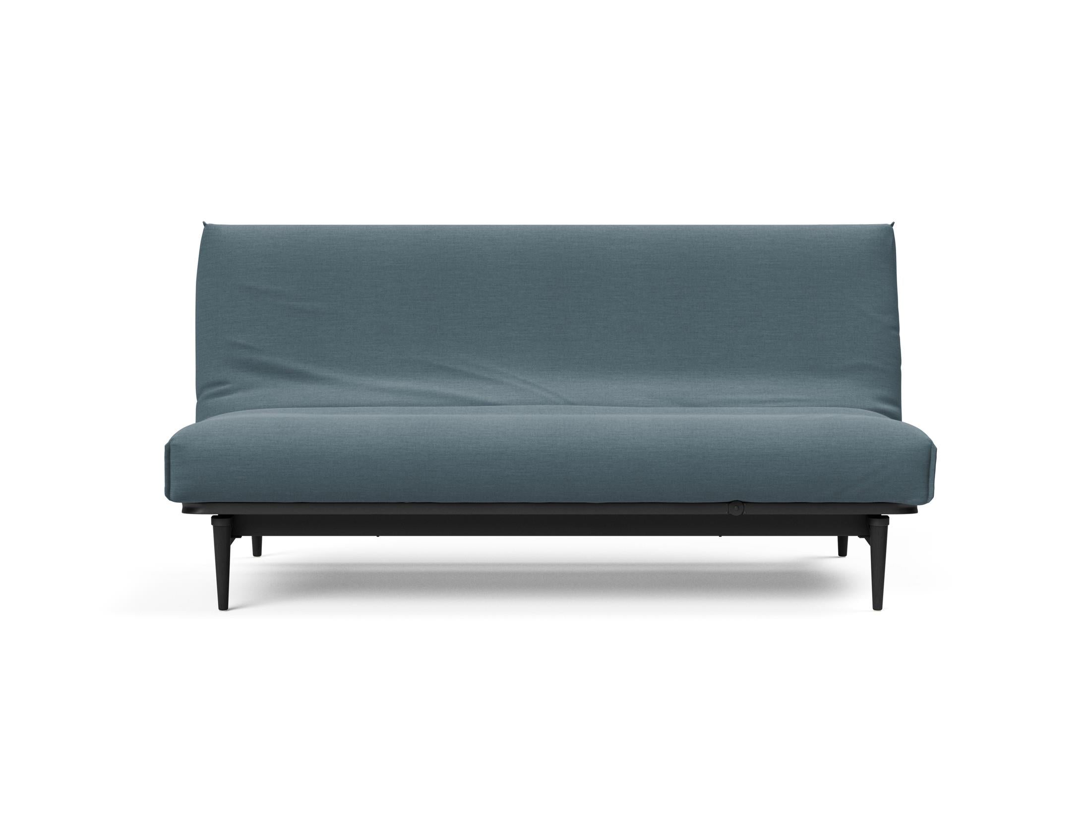 Stylisches Bettsofa Colpus 140 in schwarzer Eiche mit Nordic Cover, ideal für gemütliche Abende und zeitgemäße Einrichtung.