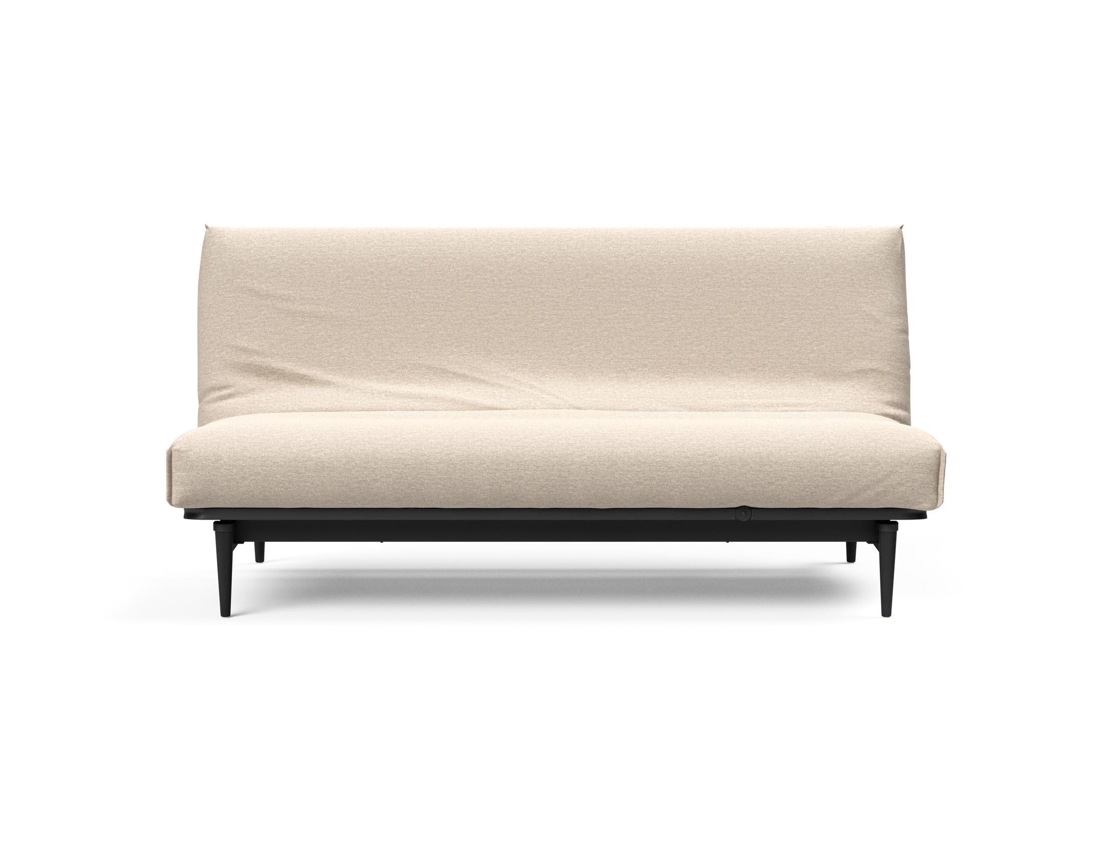 Stylisches Bettsofa Colpus in schwarzer Eiche mit Nordic Cover, ideal für gemütliche Abende und zeitgemäße Einrichtung.