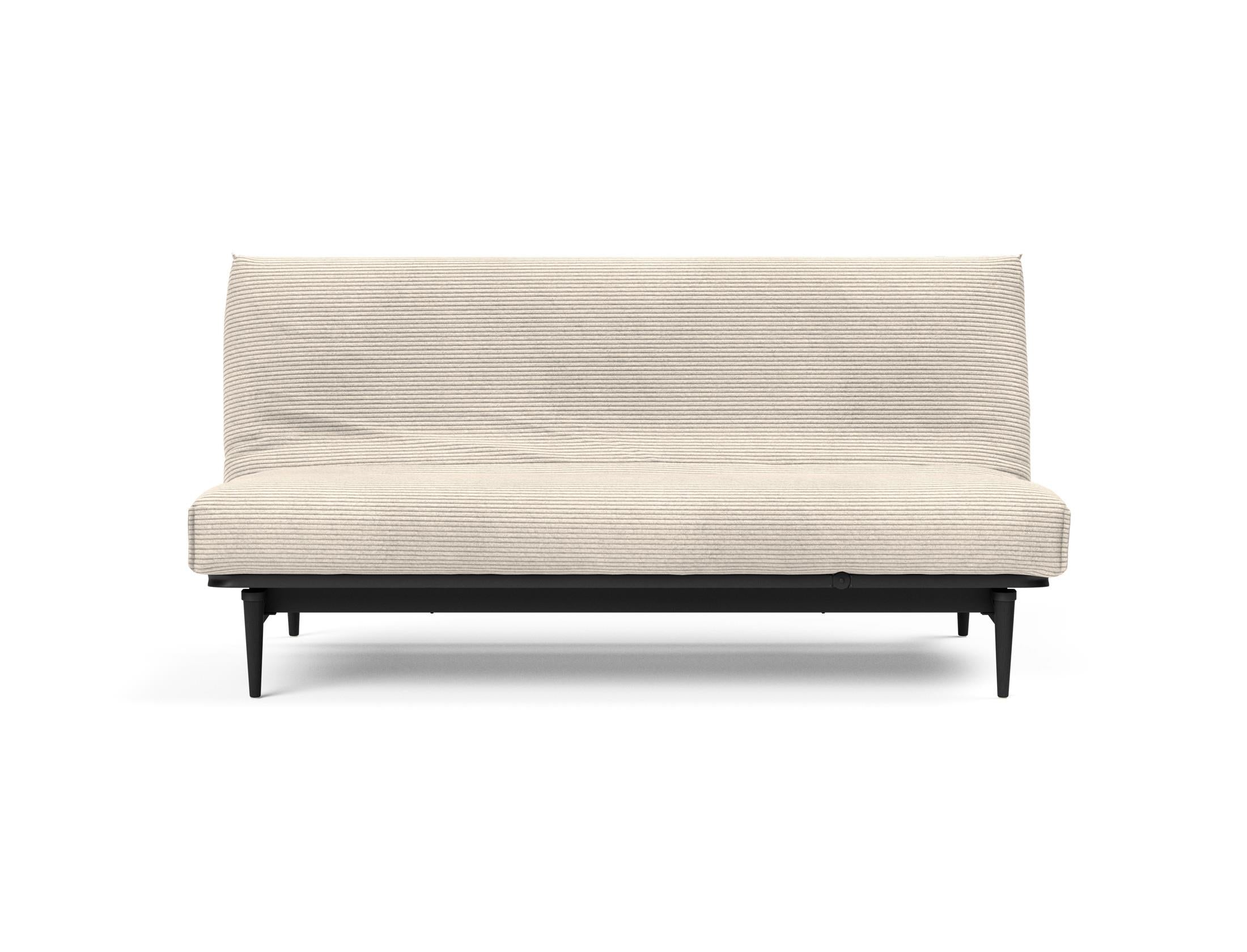 Stylisches Bettsofa Colpus in schwarzer Eiche mit Nordic Cover, ideal für gemütliche Abende und modernes Wohndesign.