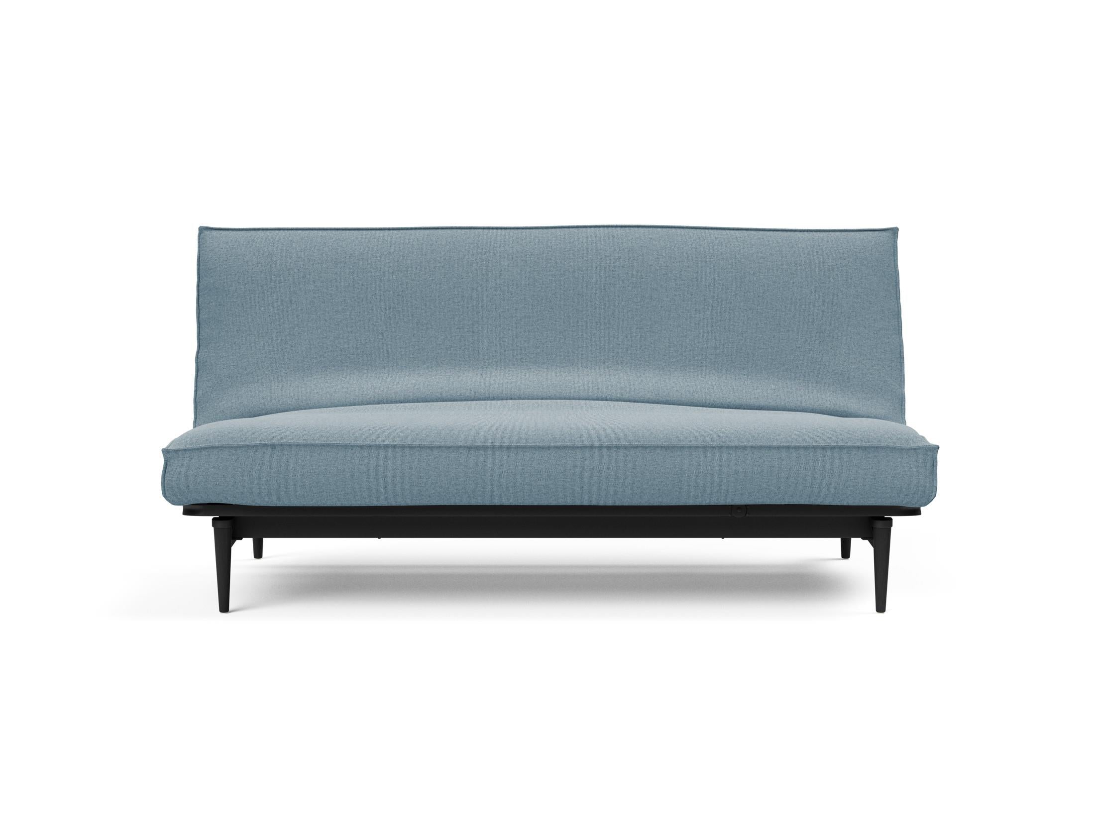 Stylisches Colpus Bettsofa 140 in Schwarz mit Eichenholzdetails, ideal für kleine Räume und gemütliche Entspannung.
