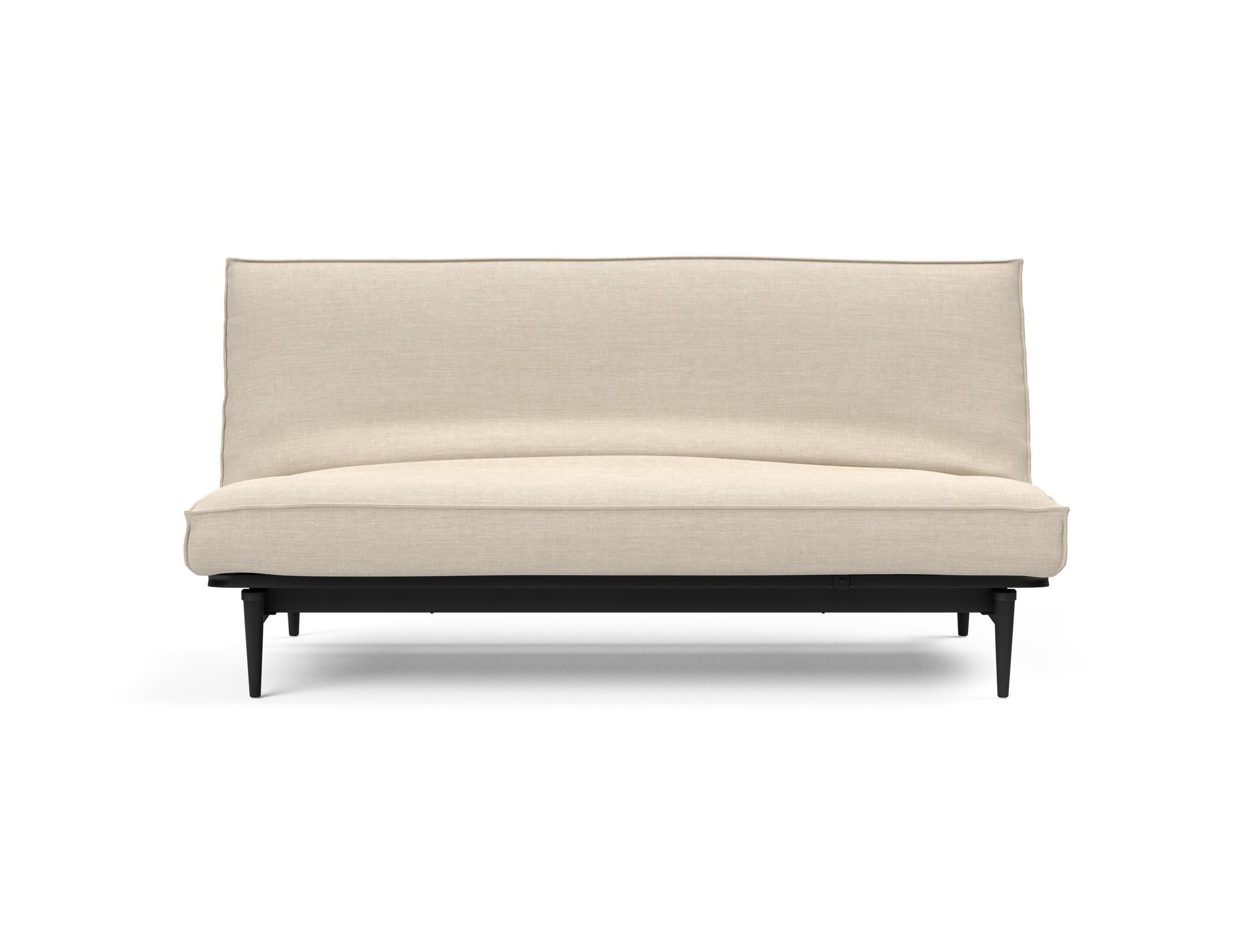 Modernes Bettsofa Colpus 140 in elegantem Schwarz mit Eichenholzdetails, perfekt für stilvolle Wohnräume und entspannte Nächte.