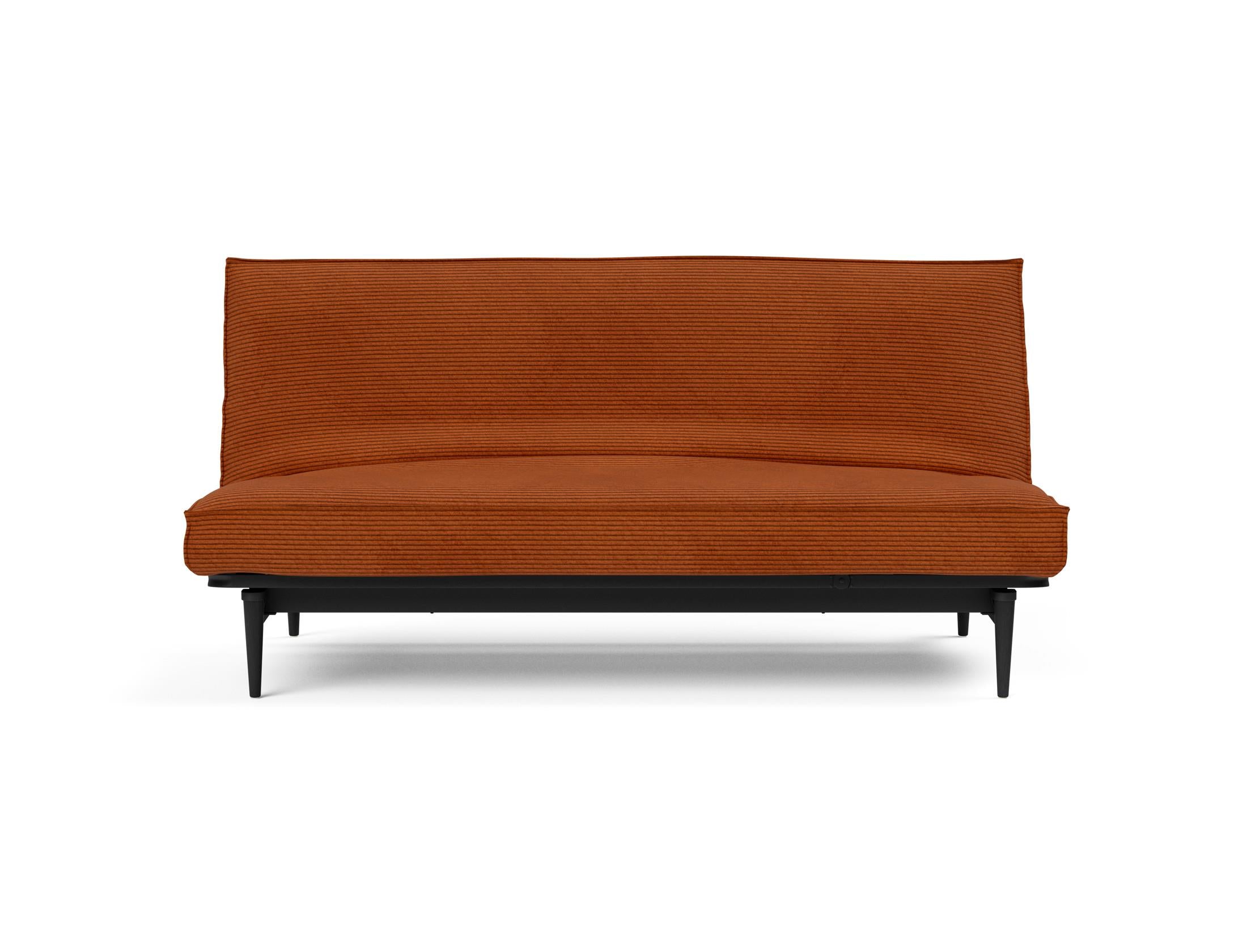 Elegantes Bettsofa Colpus 140 in Schwarz mit Eichenholz-Details, perfekt für stilvolle Wohnräume und entspannte Nächte.