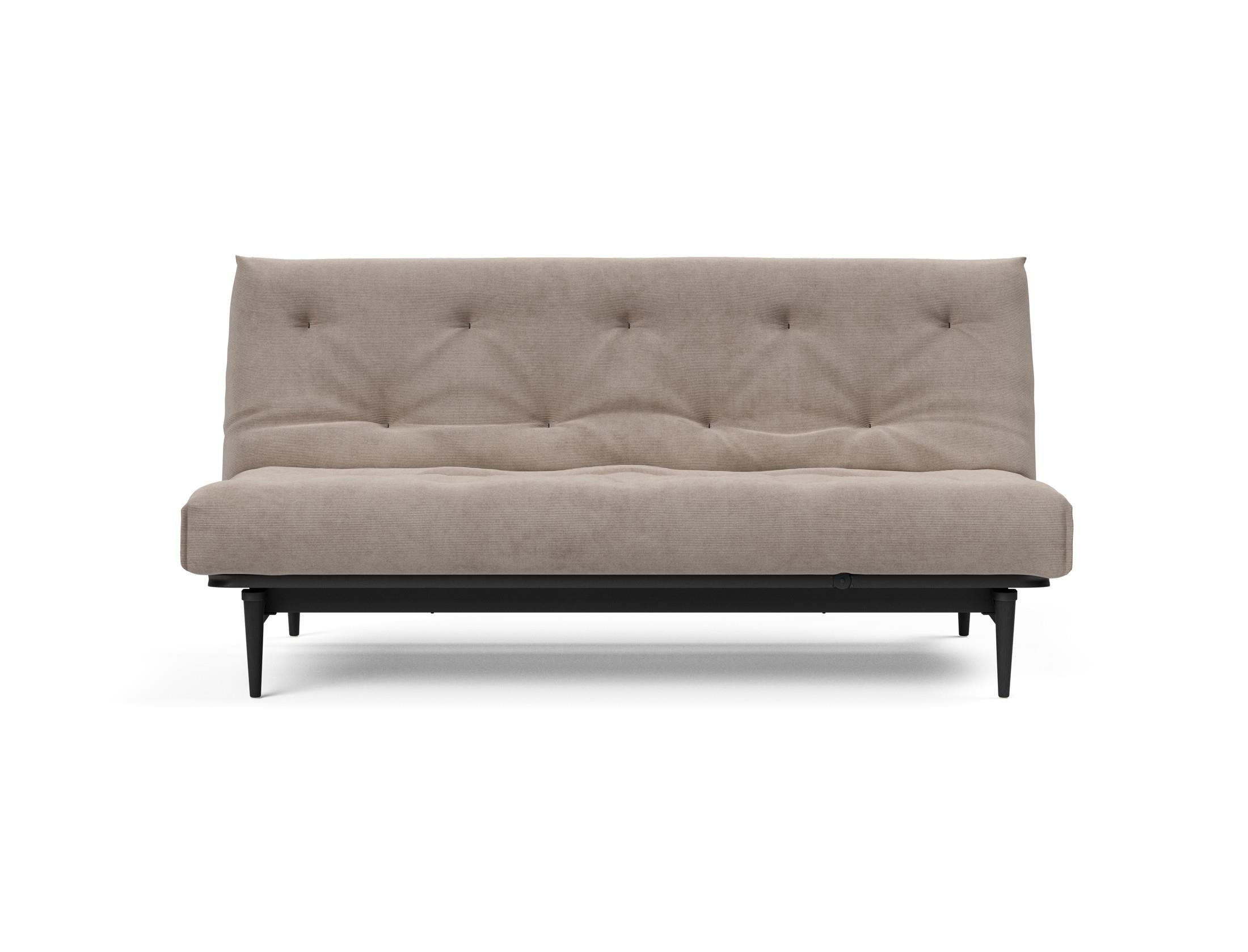 Erleben Sie das stilvolle Colpus Bettsofa 140 in Nordic Eiche schwarz von Innovation Living – ideal für gemütliche Nächte und elegantes Wohnen.