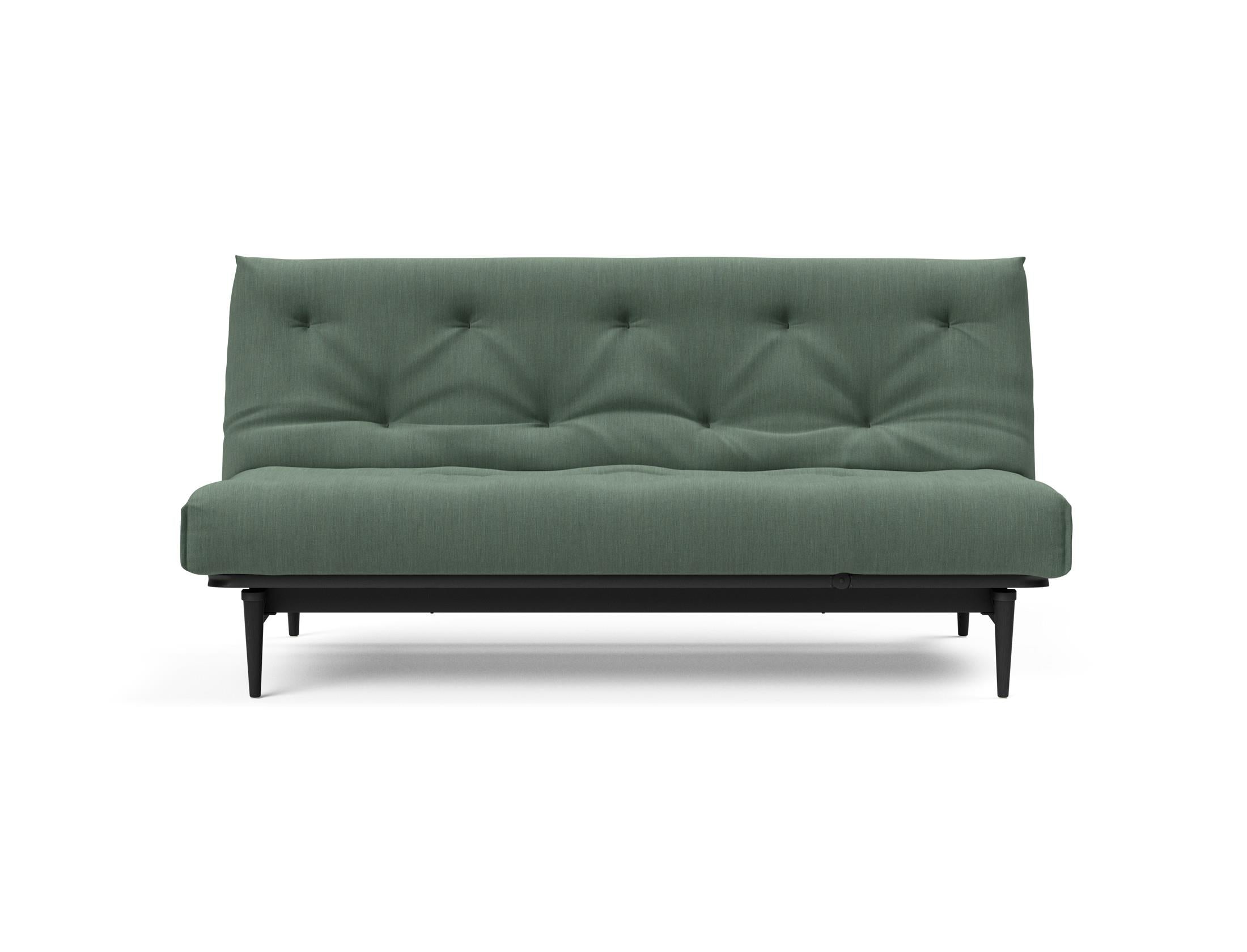 Erleben Sie das stilvolle Colpus Bettsofa 140 in Nordic Eiche schwarz von Innovation Living – ideal für gemütliche Nächte und elegantes Wohnen.