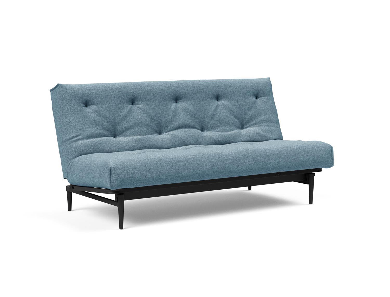 Erleben Sie das stilvolle Colpus Bettsofa 140 in Nordic Eiche schwarz von Innovation Living – ideal für gemütliche Nächte und elegantes Wohnen.
