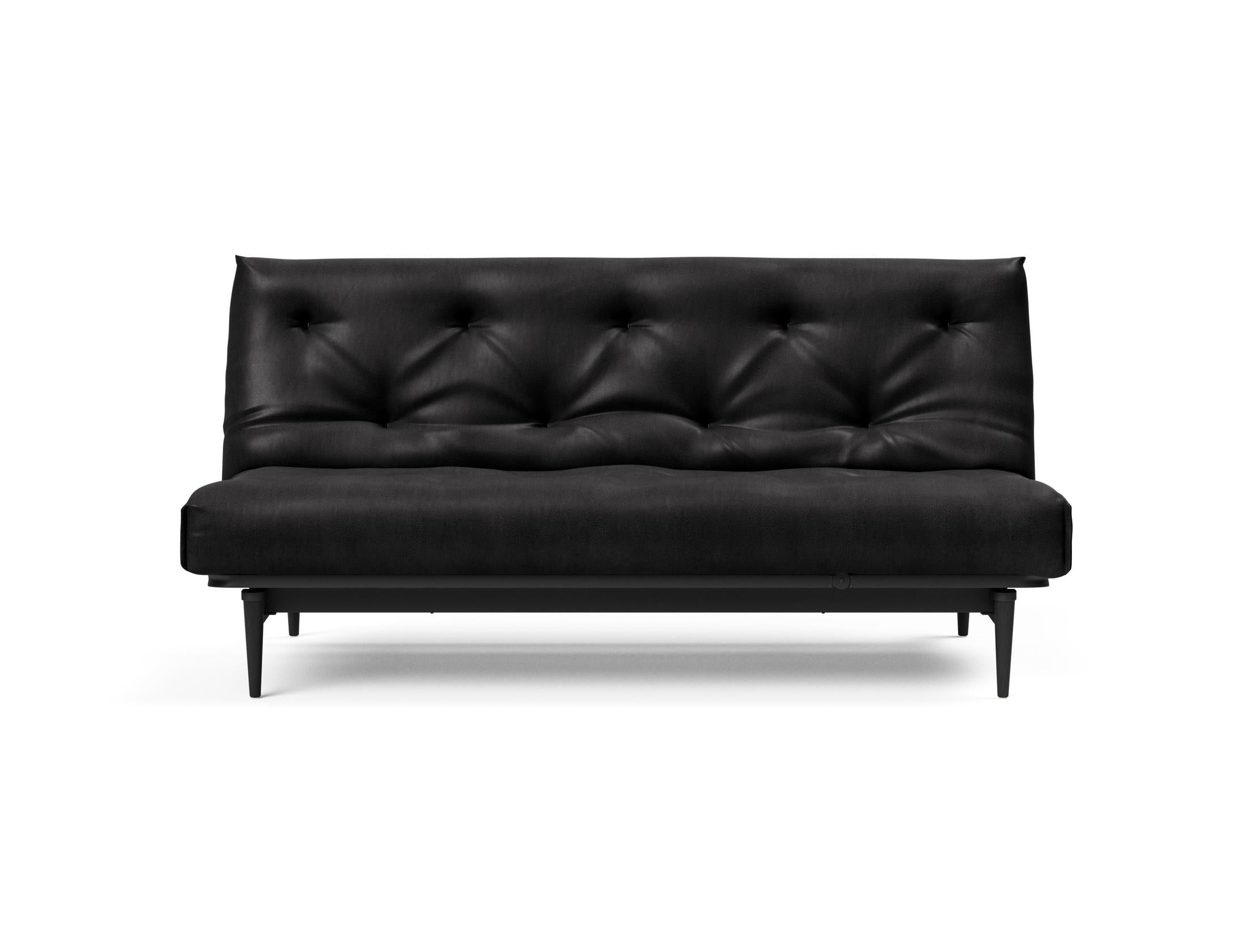 Stylisches Colpus Bettsofa in Nordic Eiche schwarz, ideal für kompakte Wohnräume, vereint Funktionalität und zeitgemäße Ästhetik.