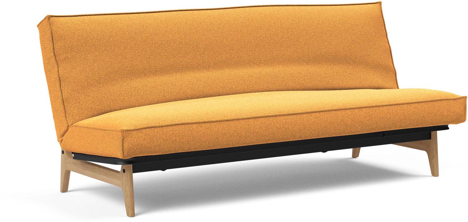 Aslak 120 Bettsofa mit Sharp Plus Cover: modernes Design, abnehmbarer Bezug, robuste Konstruktion und vielseitige Matratzenoptionen für jeden Bedarf.