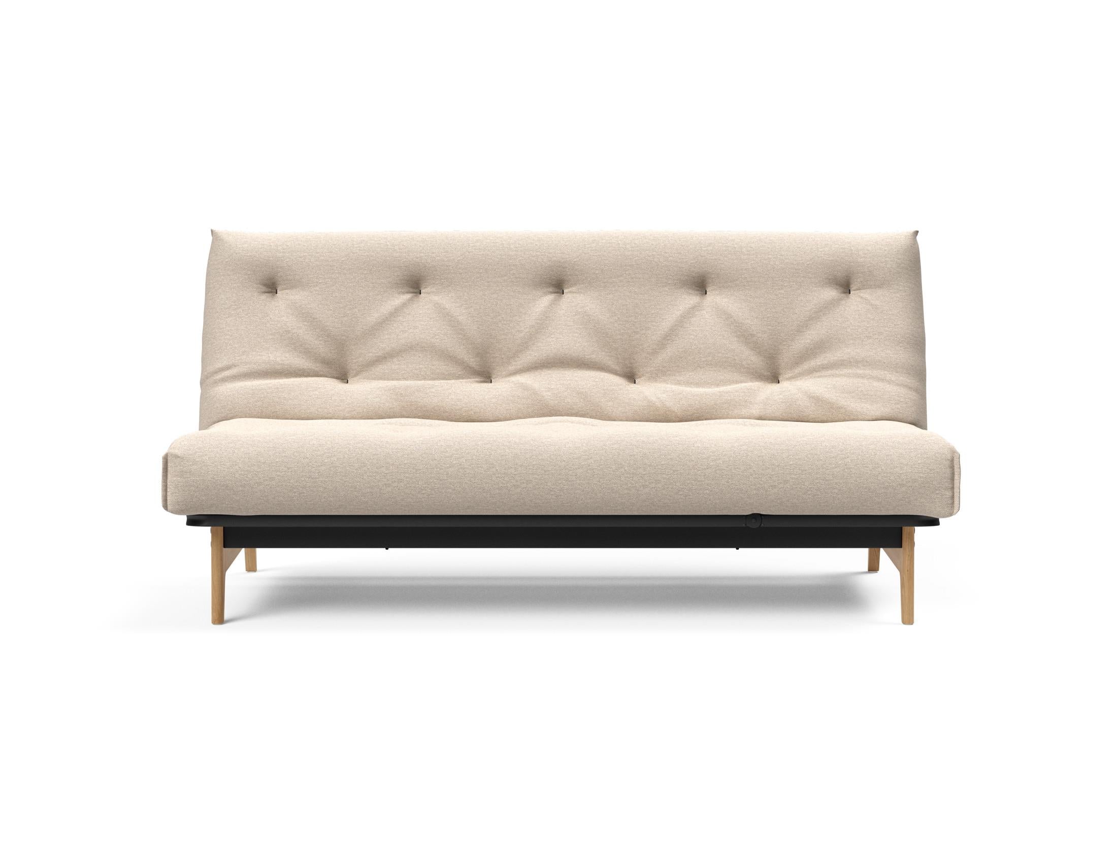Elegantes Aslak 140 Bettsofa im skandinavischen Stil, ideal für kleine Räume, bietet Komfort und praktische Schlafgelegenheit.