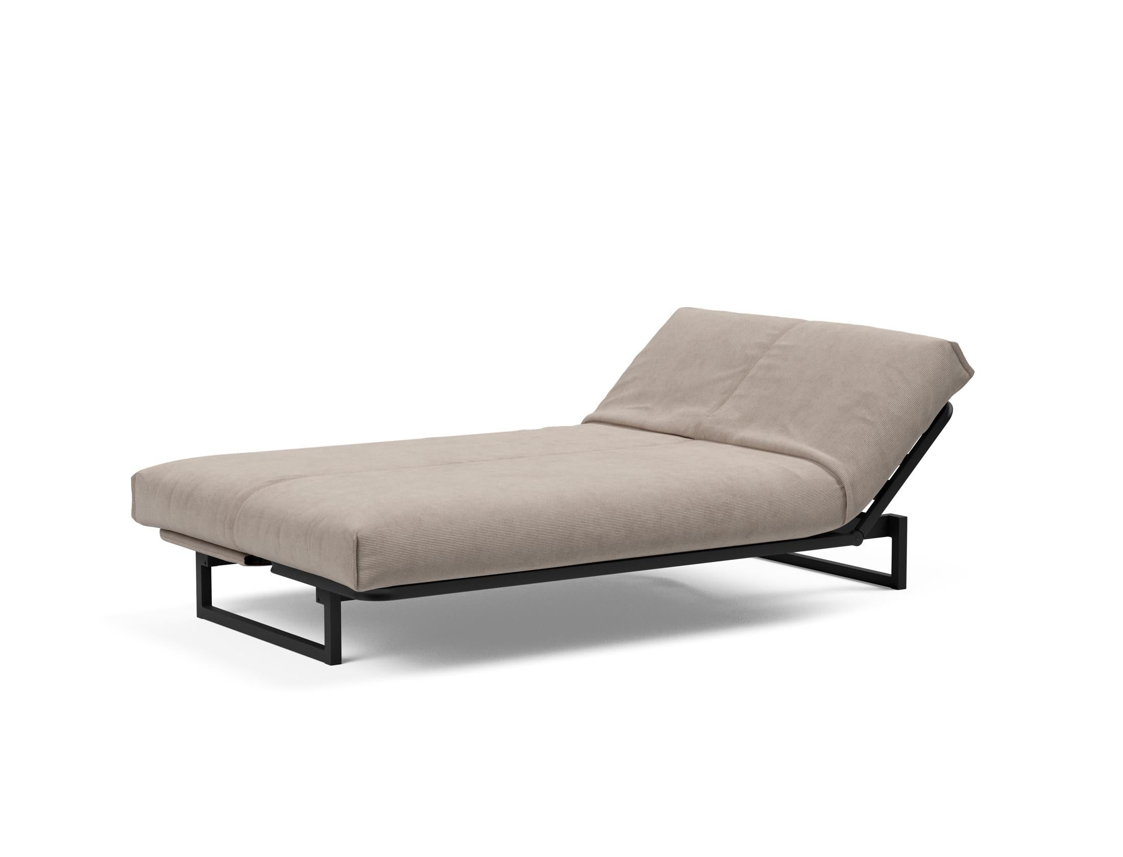Fraction 120 Bettsofa Nordic Cover: modernes, multifunktionales Sofa mit anpassbarer Rückenlehne und hochwertiger Soft Spring-Matratze für optimalen Schlafkomfort.