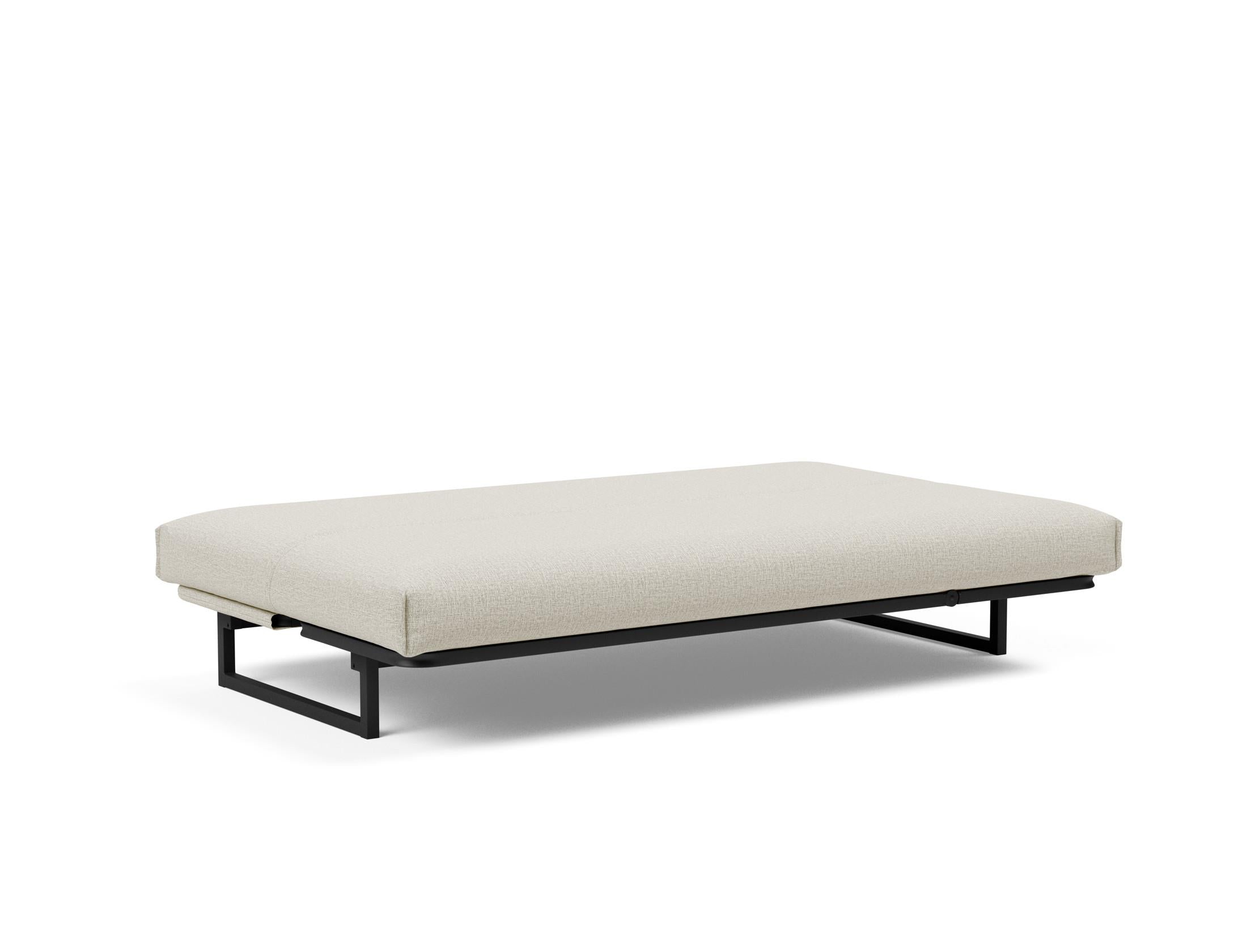 Fraction 120 Bettsofa Nordic Cover: stilvolles, flexibles Sofa mit verstellbarer Kopfstütze und langlebiger Soft Spring-Matratze für besten Schlaf.