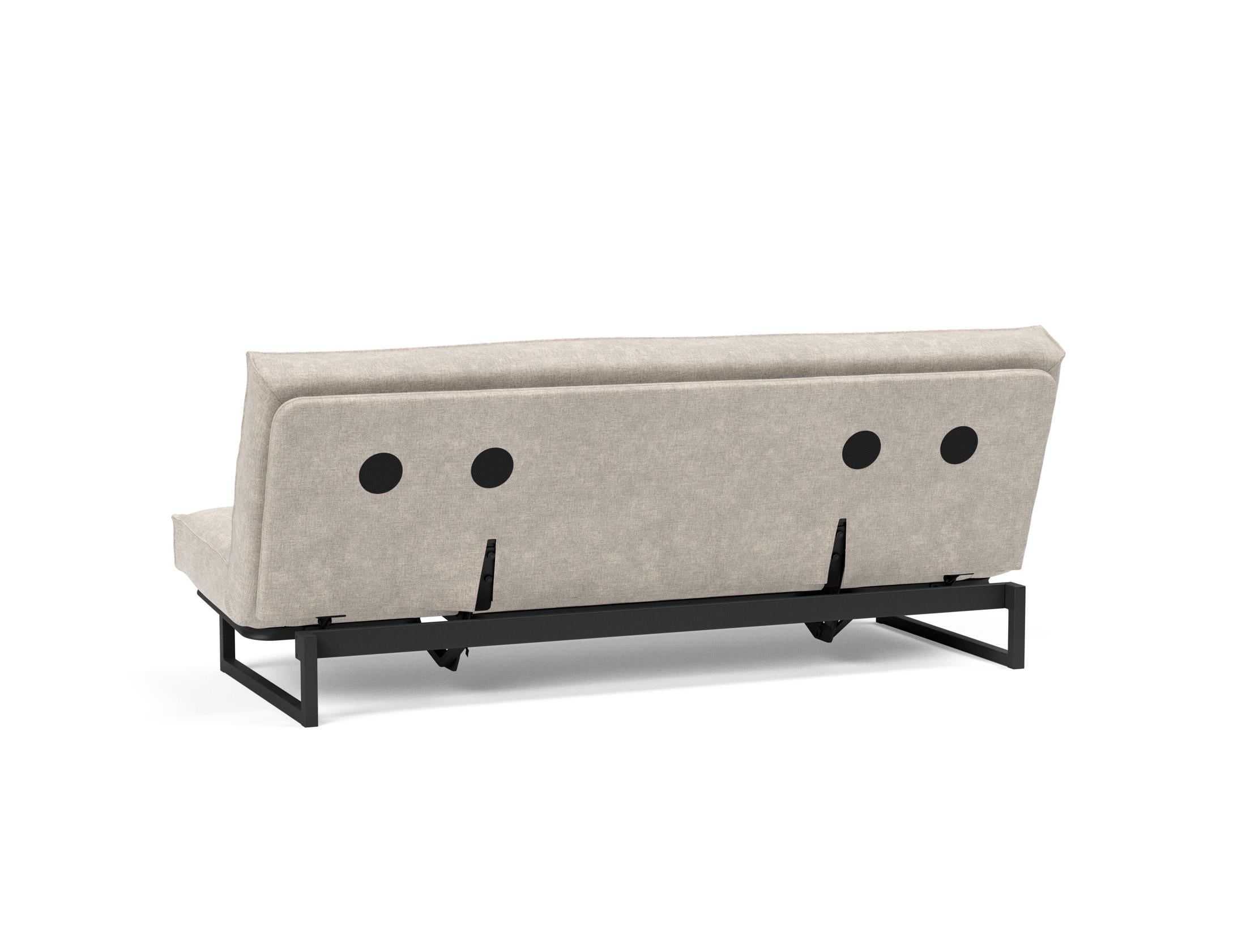 Erleben Sie das Fraction 120 Bettsofa Sharp Plus Cover Soft Spring von Innovation Living – ein elegantes, funktionales Sofa, ideal für kleine Räume.