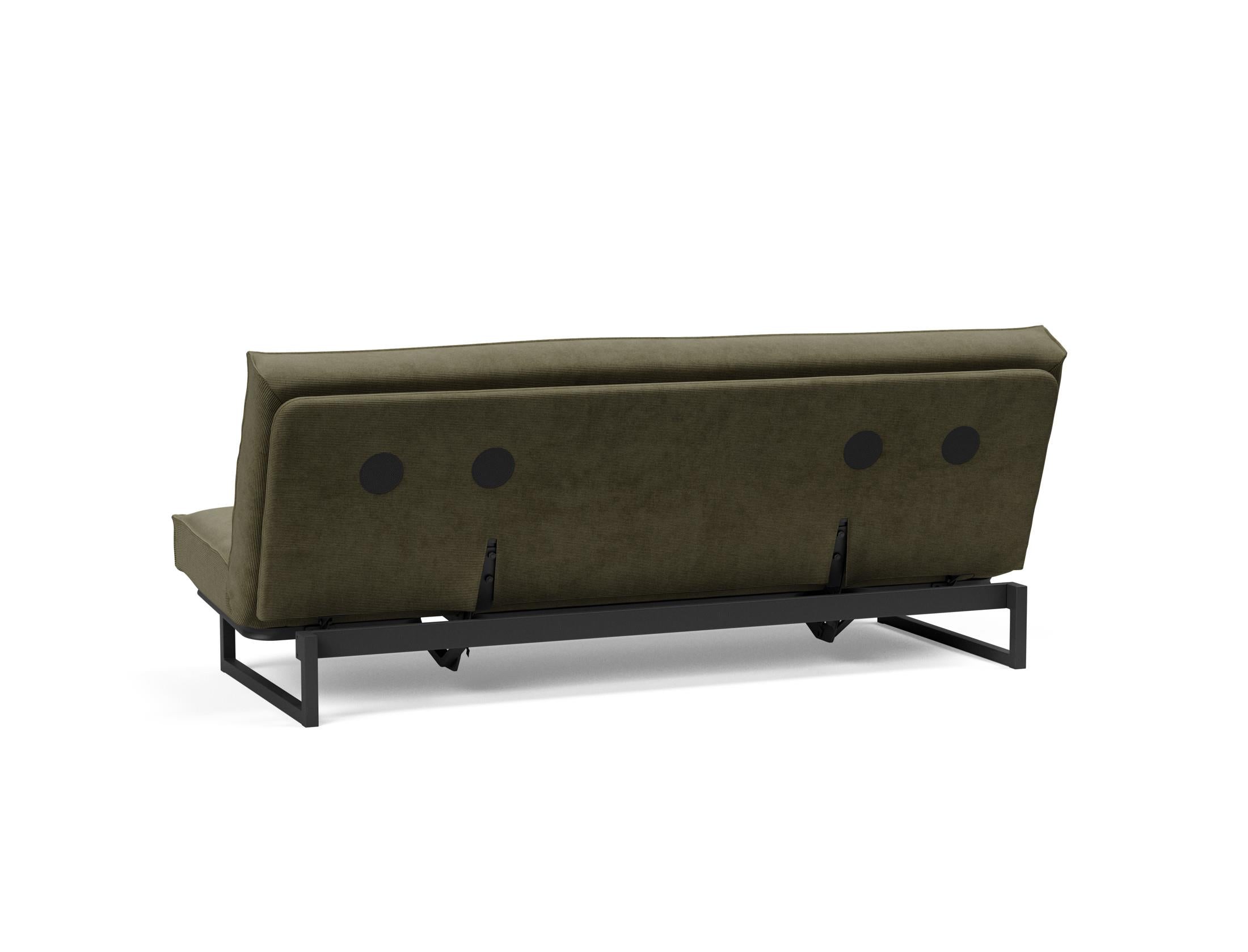 Erleben Sie das Fraction 120 Bettsofa Sharp Plus Cover Soft Spring von Innovation Living – ein elegantes, funktionales Sofa, ideal für kleine Räume.