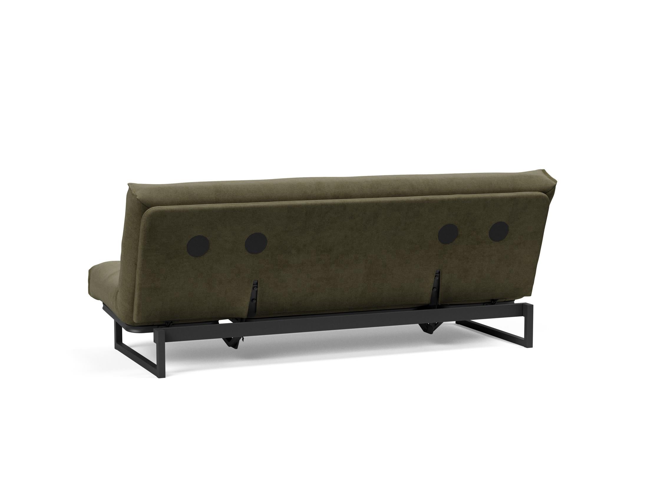 Fraction 120 Bettsofa Nordic: modernes, flexibles Sofa mit hochwertiger Soft Spring-Matratze, ideal für kleine Räume und Übernachtungsgäste.