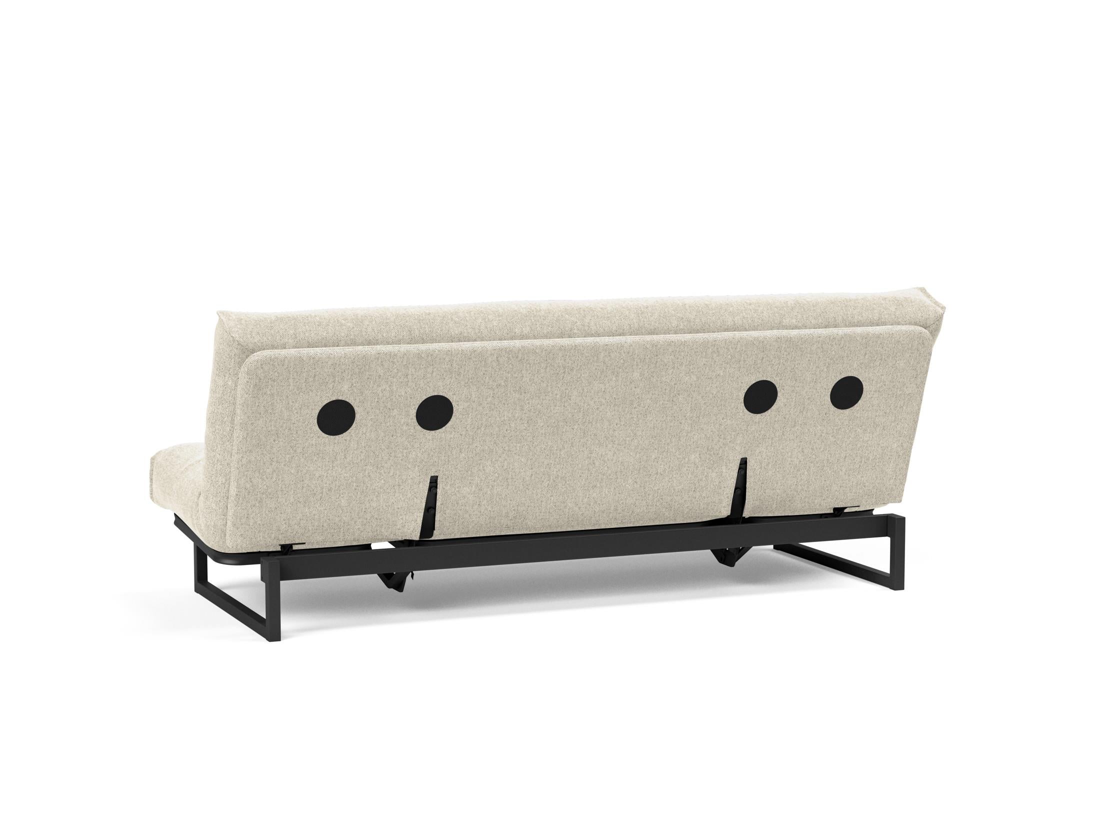 Fraction 120 Bettsofa Nordic: modernes, flexibles Sofa mit hochwertiger Soft Spring-Matratze, ideal für kleine Räume und Übernachtungsgäste.
