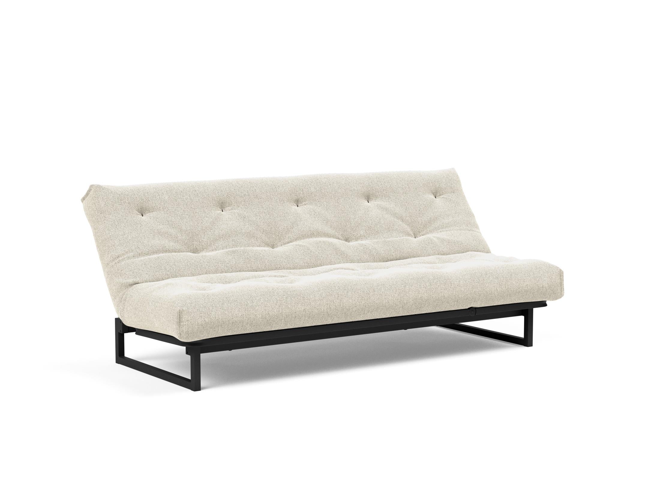 Fraction 120 Bettsofa Nordic: stilvolles, funktionales Sofa mit anpassbarer Kopfhöhe und komfortabler Soft Spring-Matratze – perfekt für jedes Zuhause.