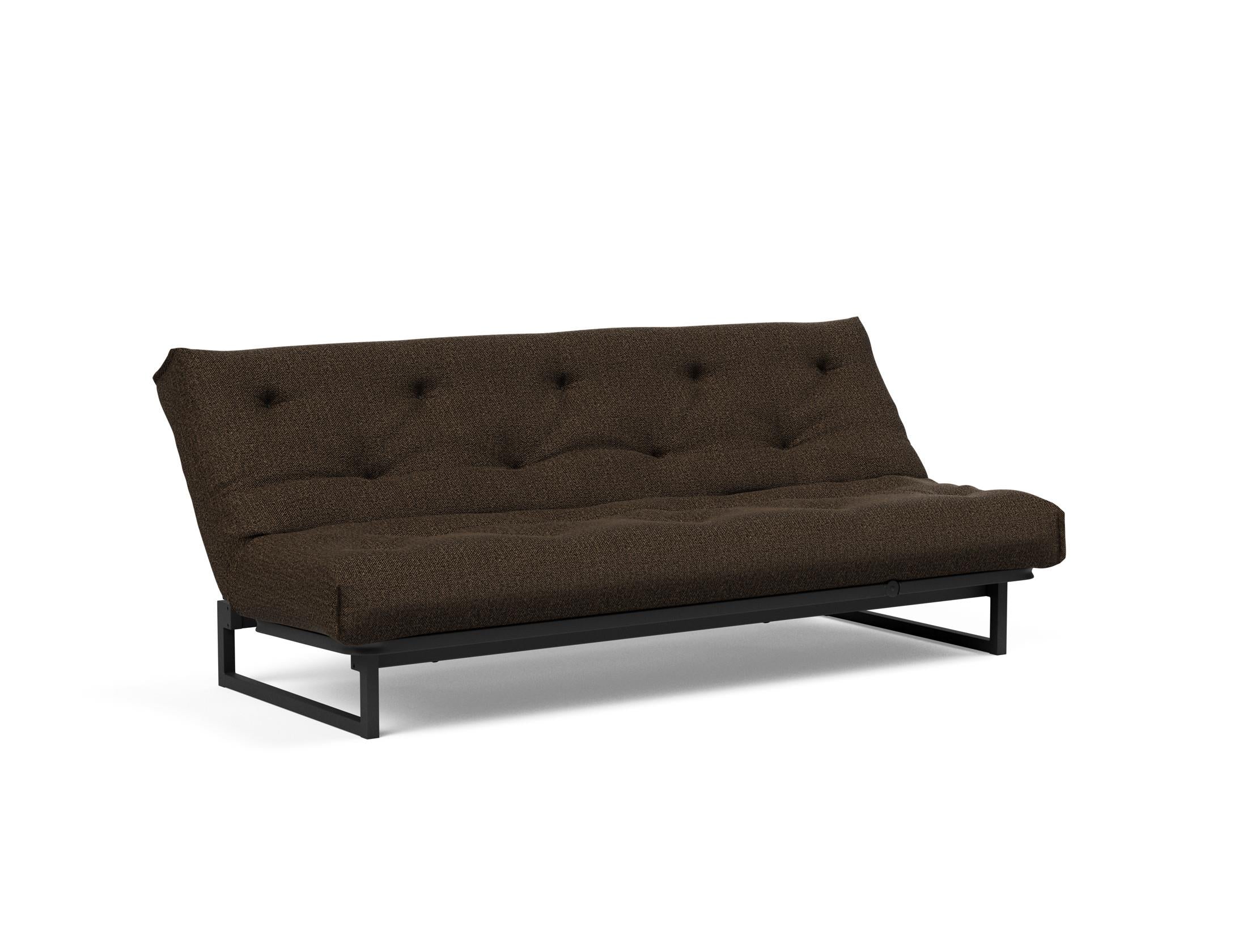 Fraction 120 Bettsofa Nordic: stilvolles, funktionales Sofa mit anpassbarer Kopfhöhe und komfortabler Soft Spring-Matratze – perfekt für jedes Zuhause.