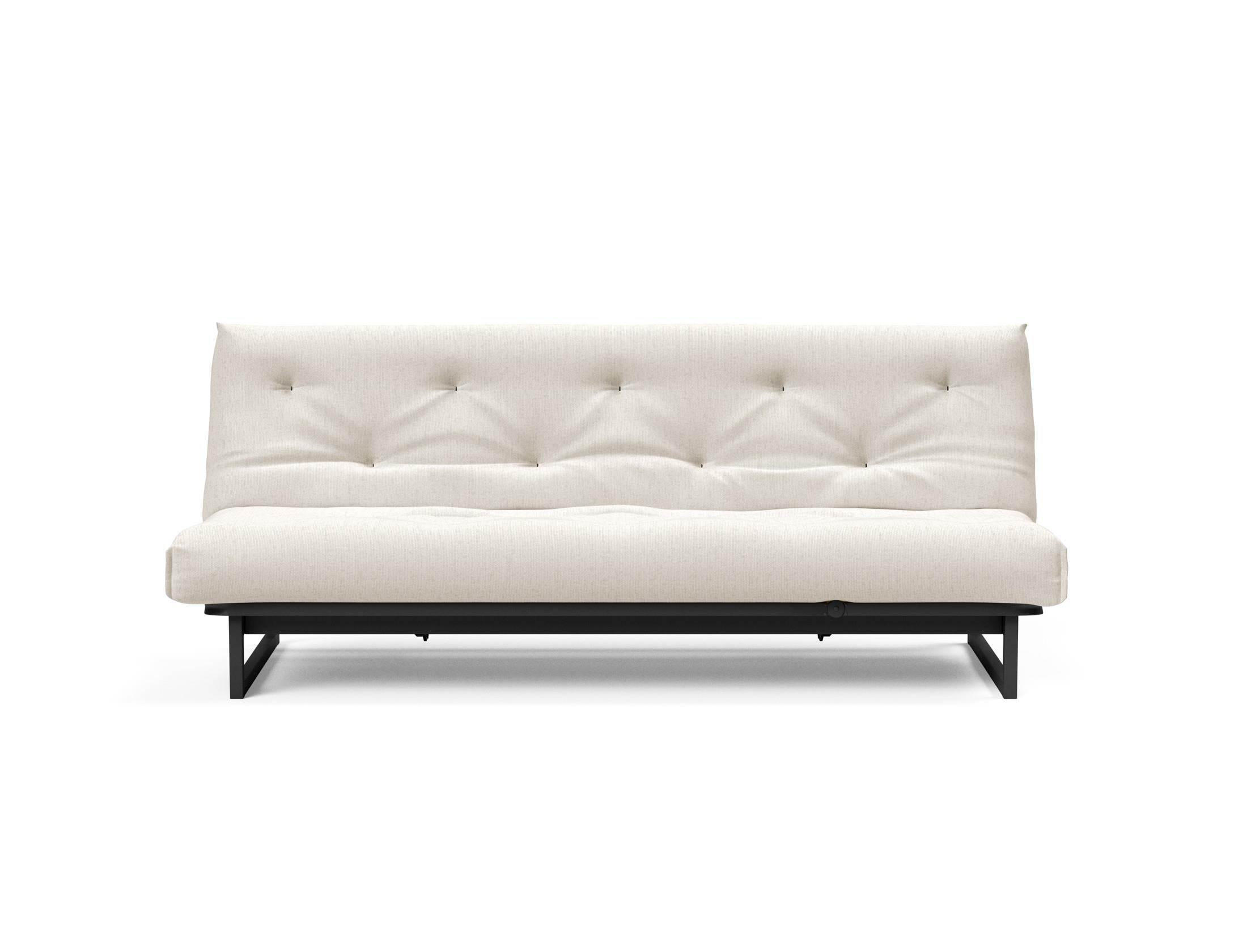 Stylisches Fraction 120 Bettsofa von Innovation Living, perfekt für kompakte Wohnräume, bietet eine harmonische Kombination aus Funktionalität und skandinavischem Design.